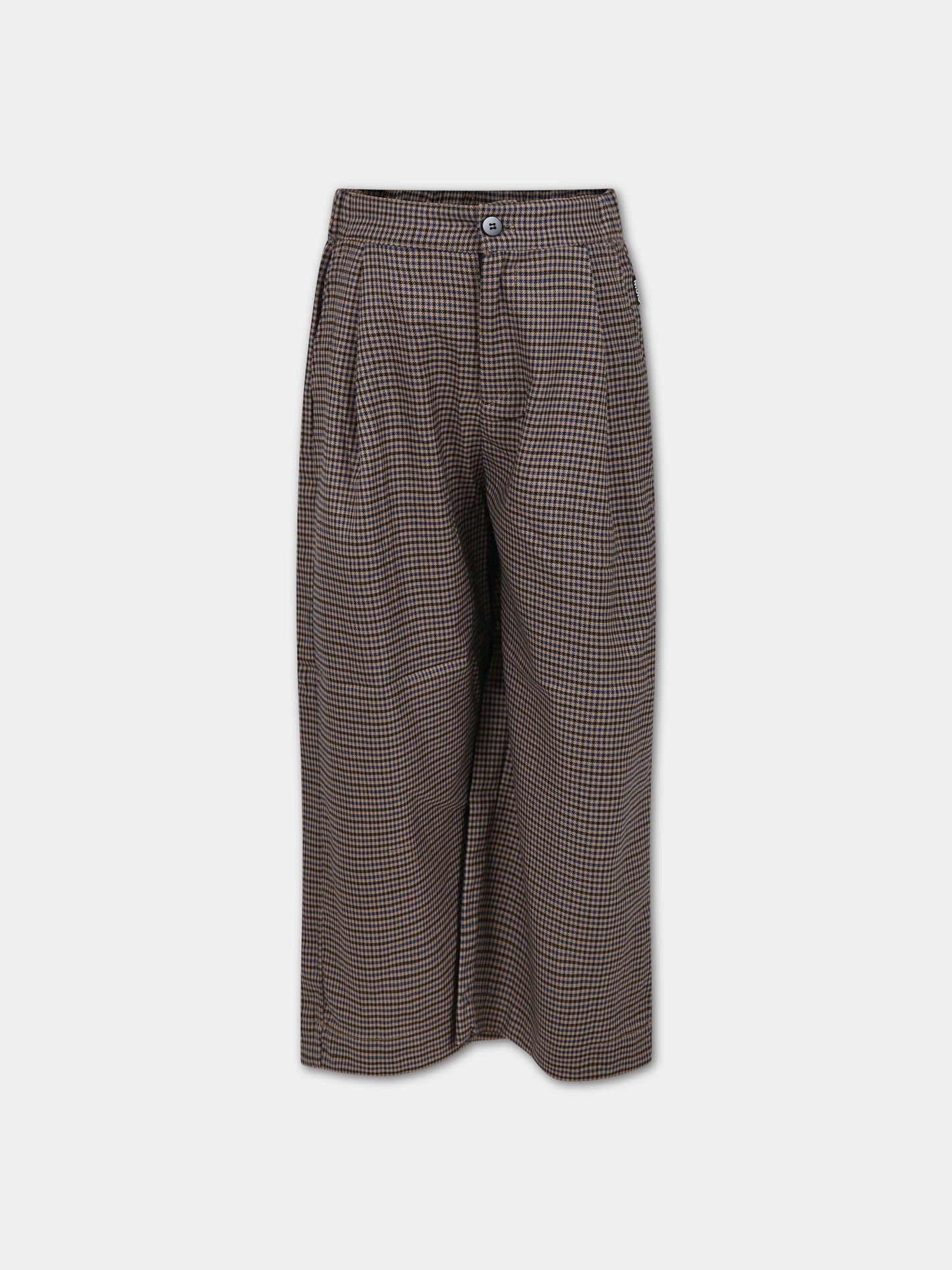 Pantaloni marroni per bambina con pied de poule,Molo,2W23I103 6882