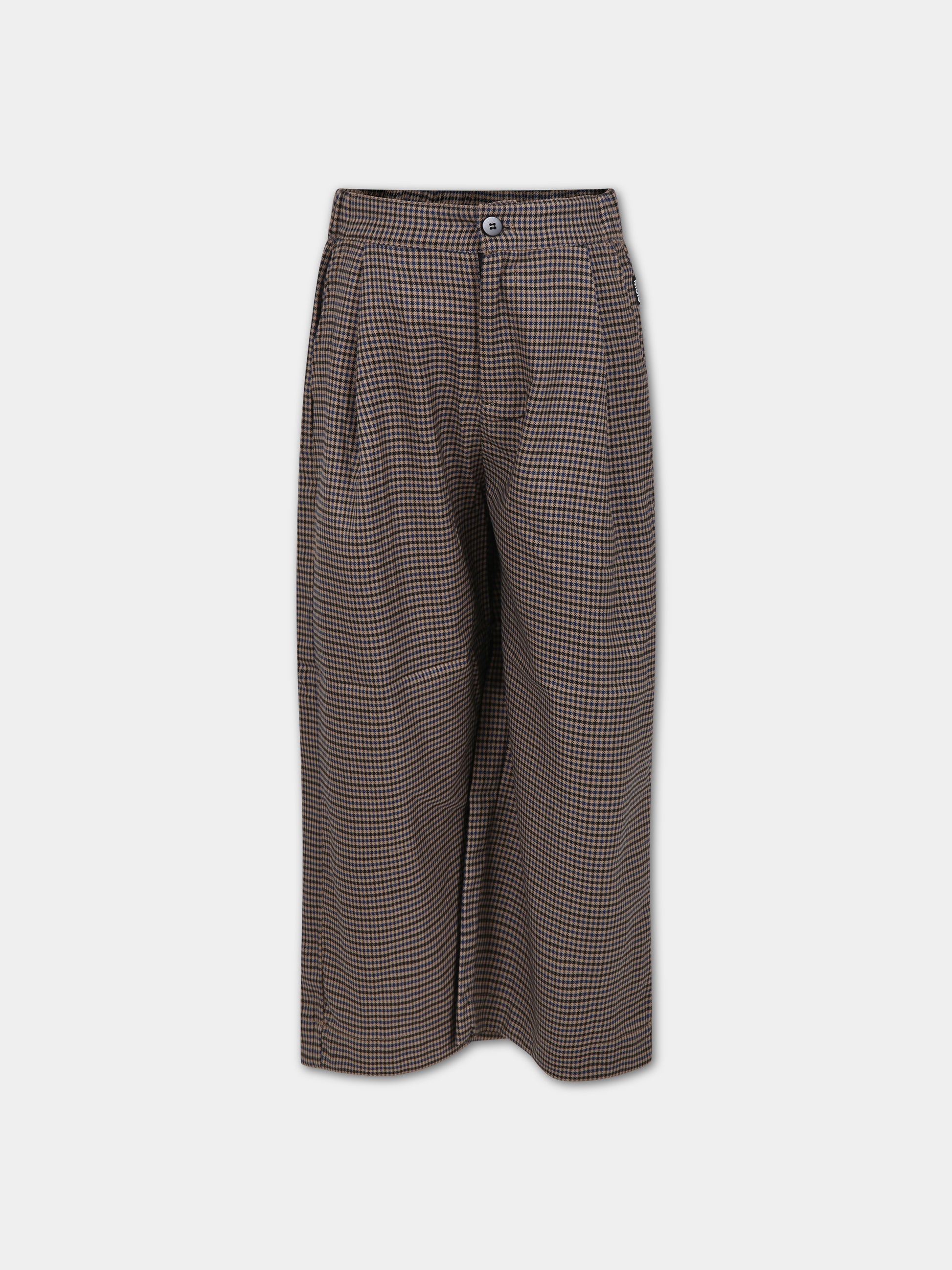 Pantaloni marroni per bambina con pied de poule,Molo,2W23I103 6882