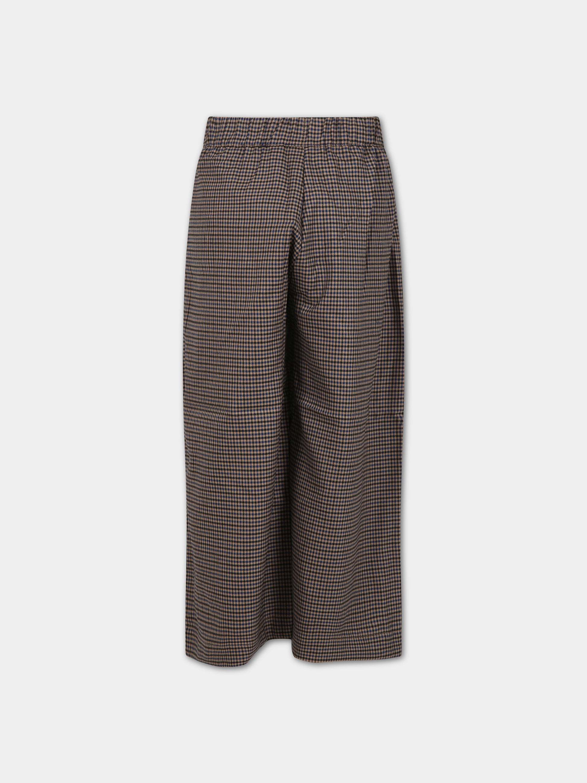 Pantaloni marroni per bambina con pied de poule,Molo,2W23I103 6882