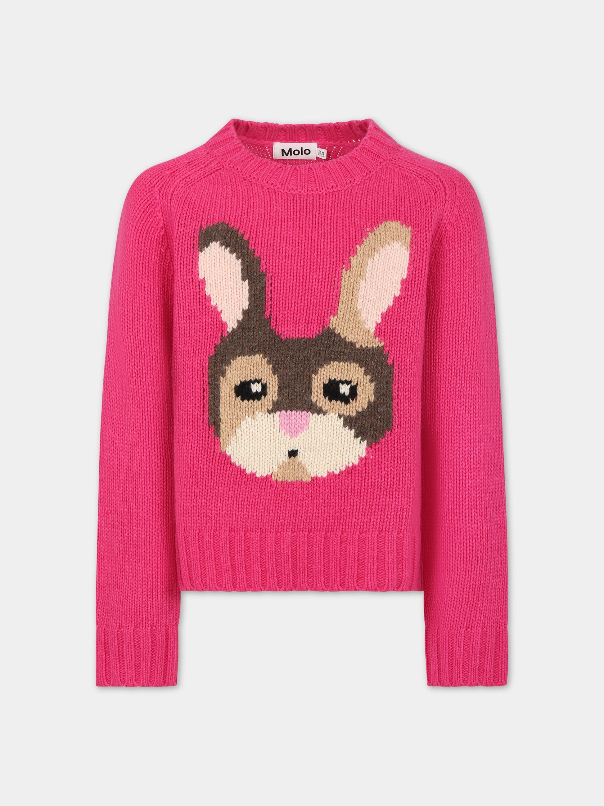 Maglione fucsia per bambina con coniglio,Molo,2W23K207 3286