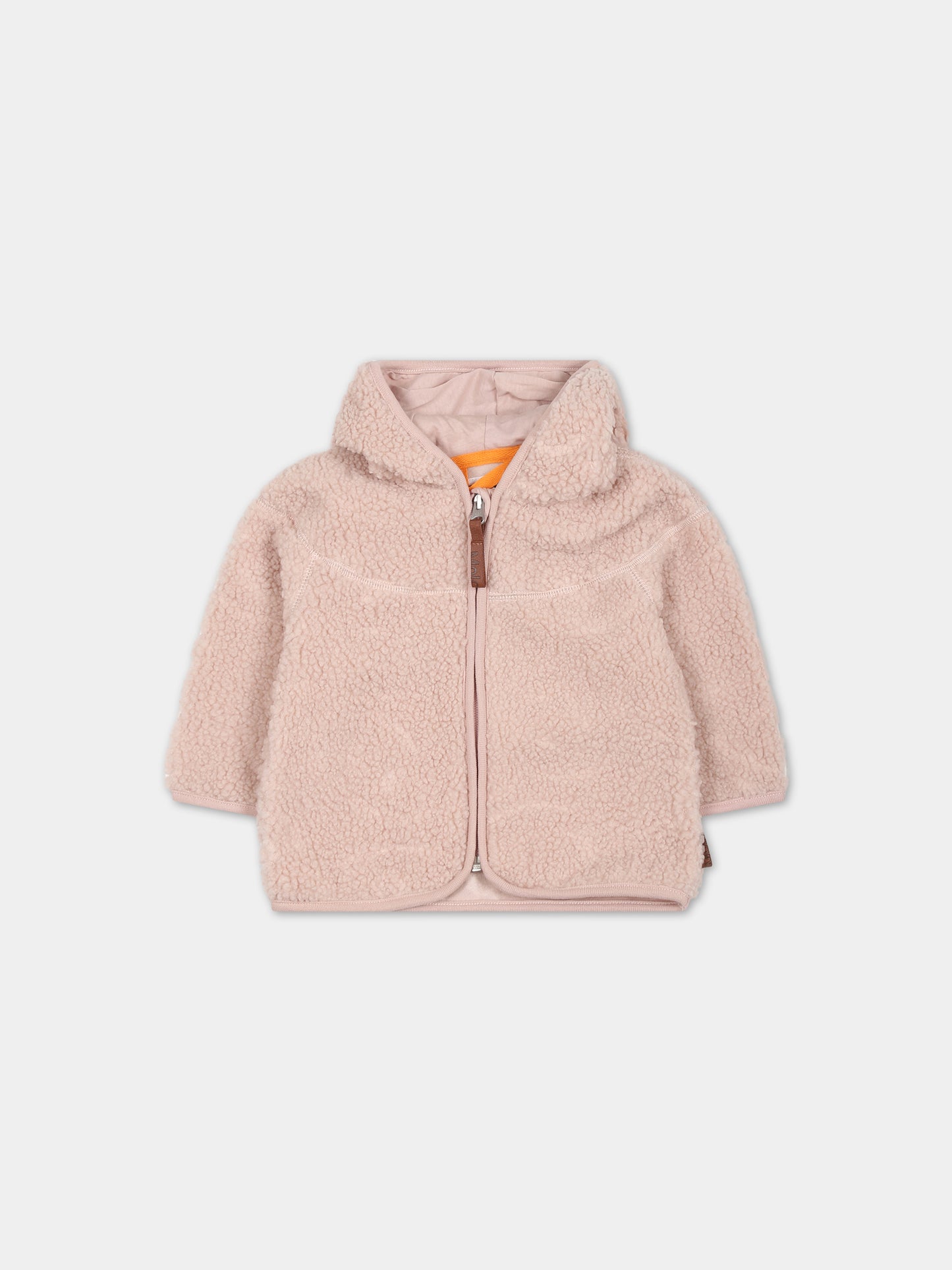 Ecopelliccia rosa per neonata con logo,Molo,5W23L204 8766