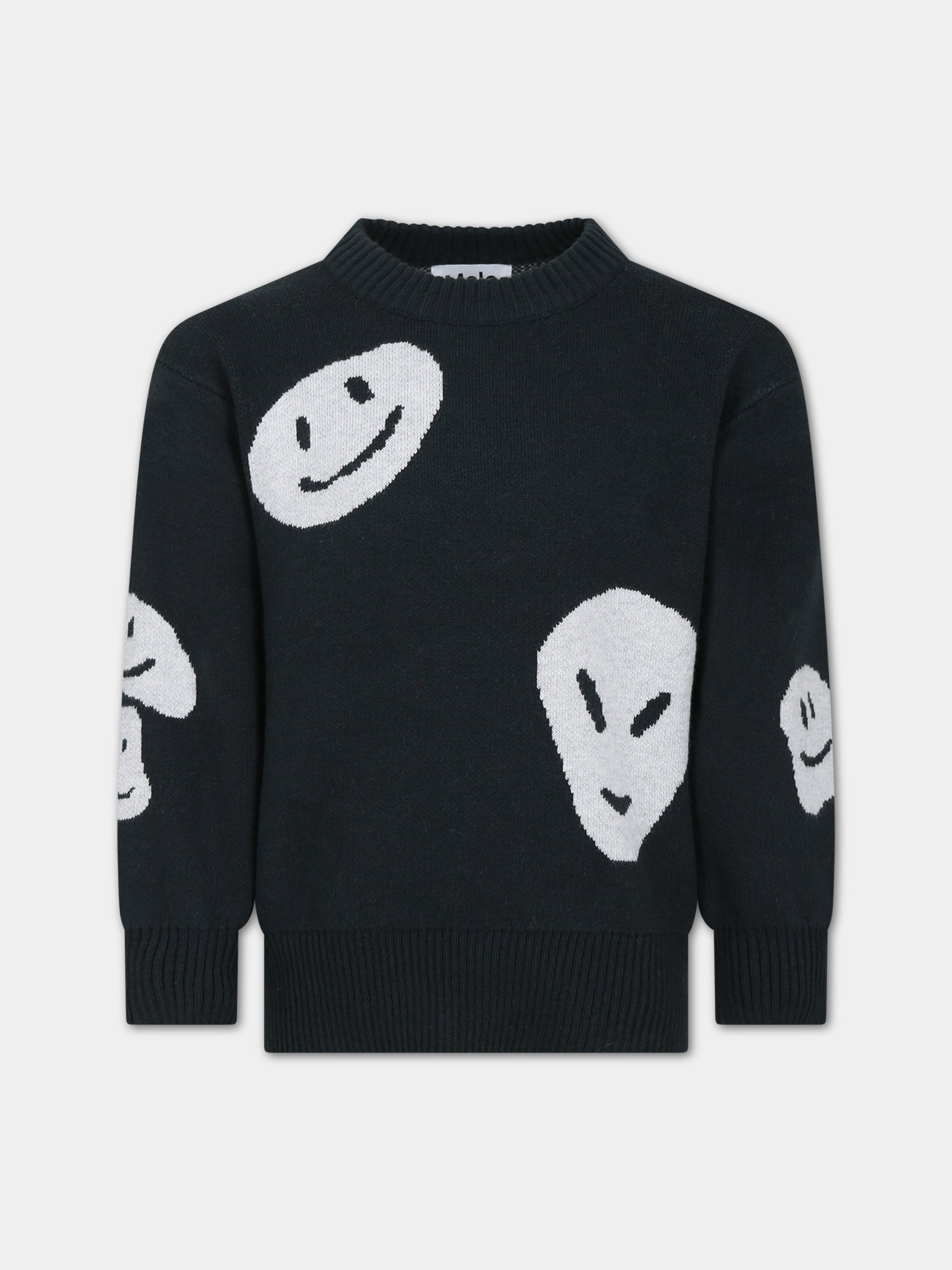 Maglione verde per bambino con smile,Molo,6W23K210 3296