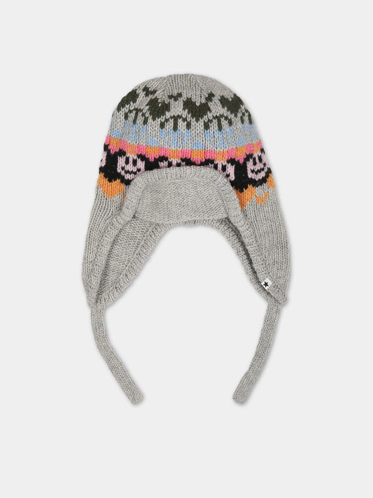 Berretto grigio per bambini con motivo jacquard,Molo,7W23S309 2466