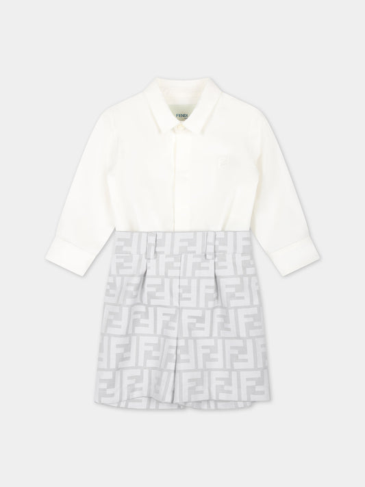 Completo bianco per neonato con iconica doppia F,Fendi Kids,BML141 ALO6 F0RTT