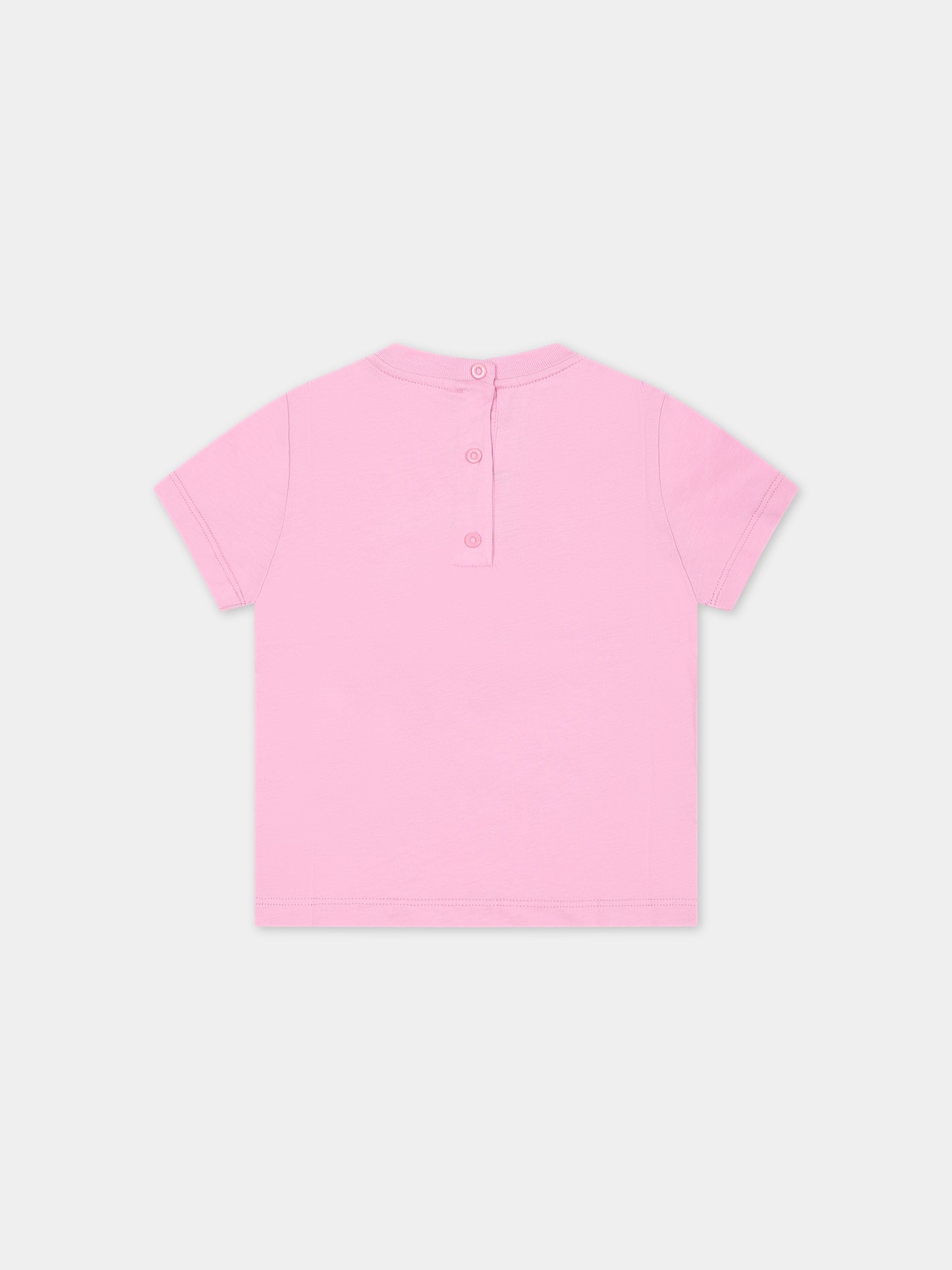 T-shirt rosa per neonata con logo,Fendi Kids,BUI054 7AJ F1LYB