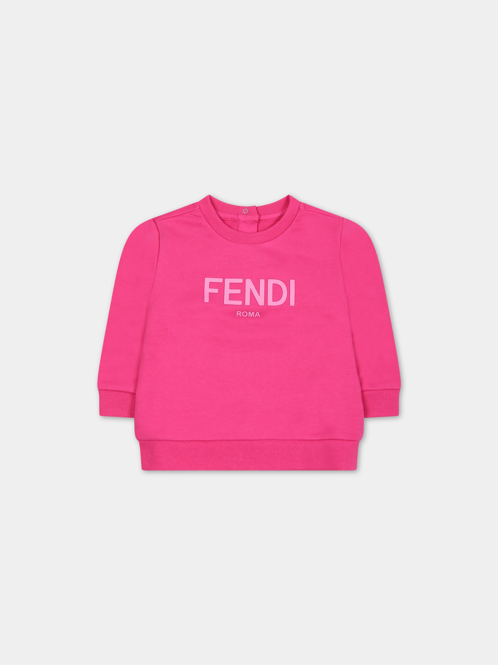 Felpa fucsia per neonata con logo,Fendi Kids,BUH054 5V0 F14S8