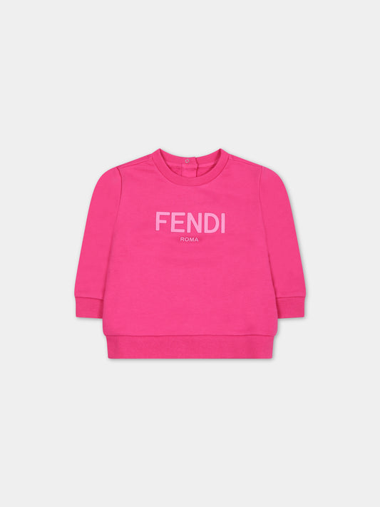Felpa fucsia per neonata con logo,Fendi Kids,BUH054 5V0 F14S8