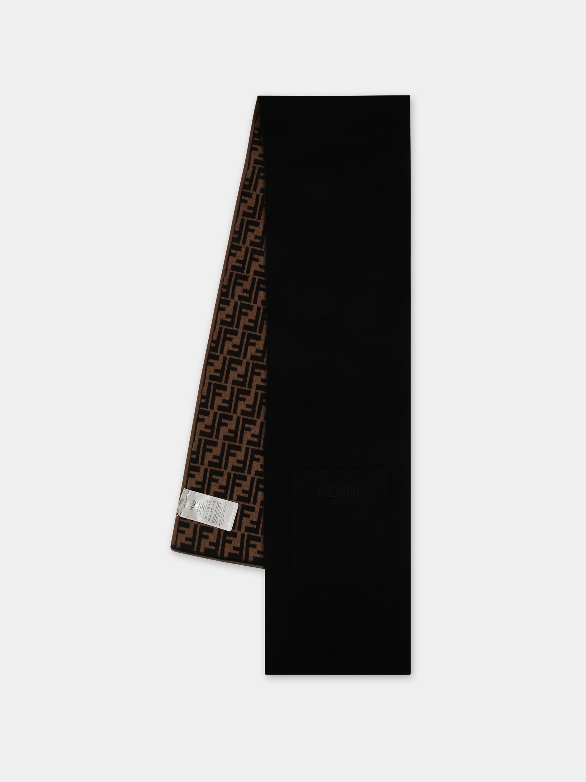Sciarpa nera reversibile per bambini,Fendi Kids,JUQ020 AO29 F1M0T