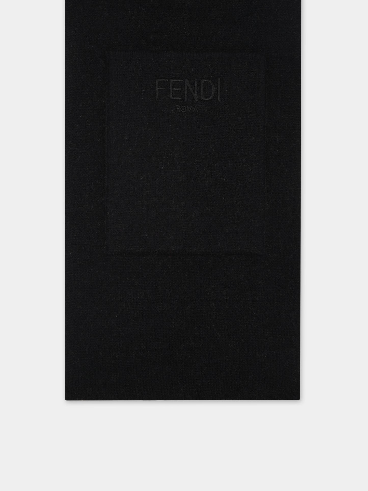 Sciarpa nera reversibile per bambini,Fendi Kids,JUQ020 AO29 F1M0T