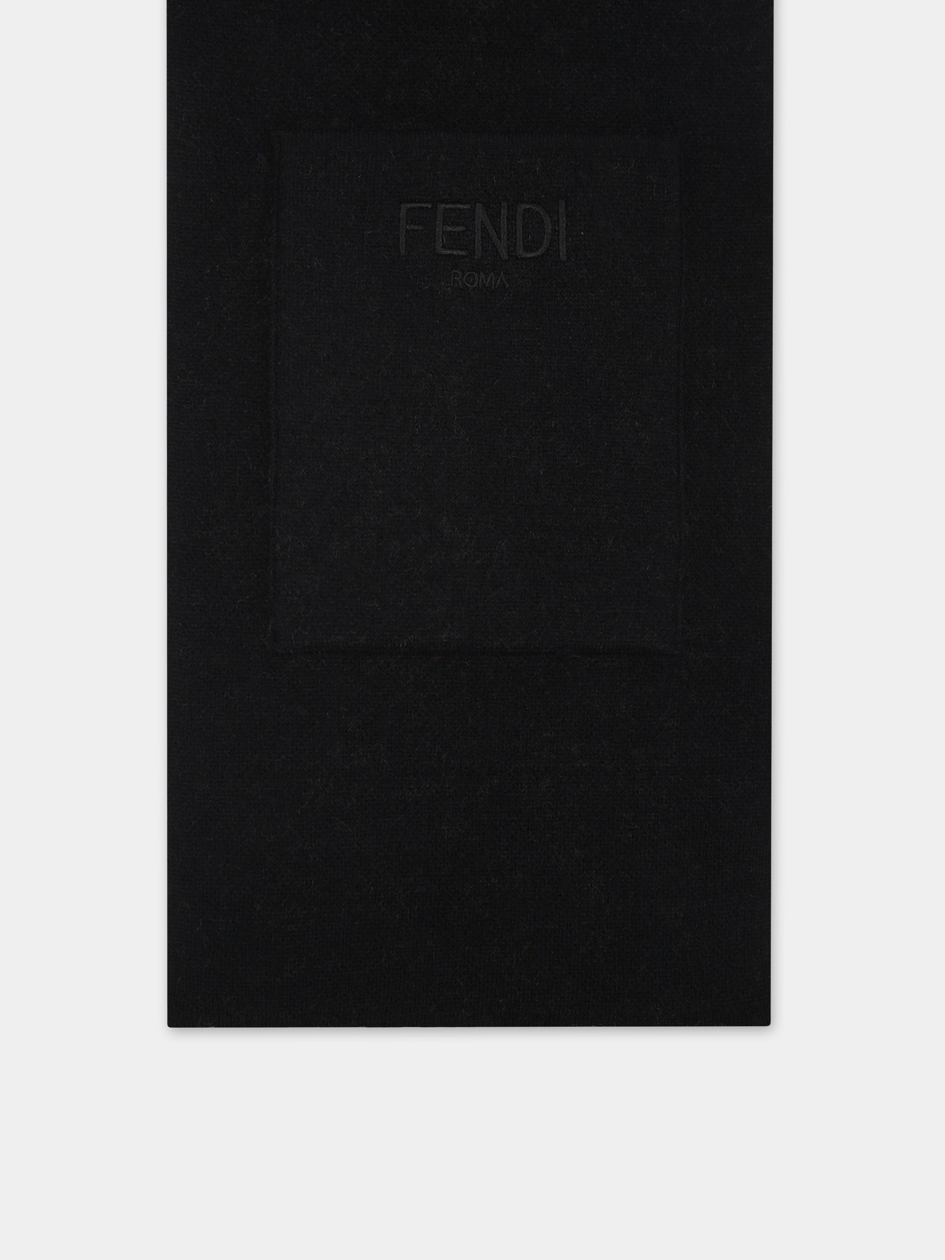 Sciarpa nera reversibile per bambini,Fendi Kids,JUQ020 AO29 F1M0T