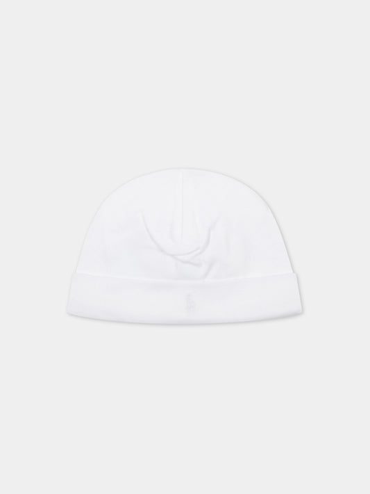 Cappello bianco per neonata con logo,Monnalisa,35B004 2004 0001