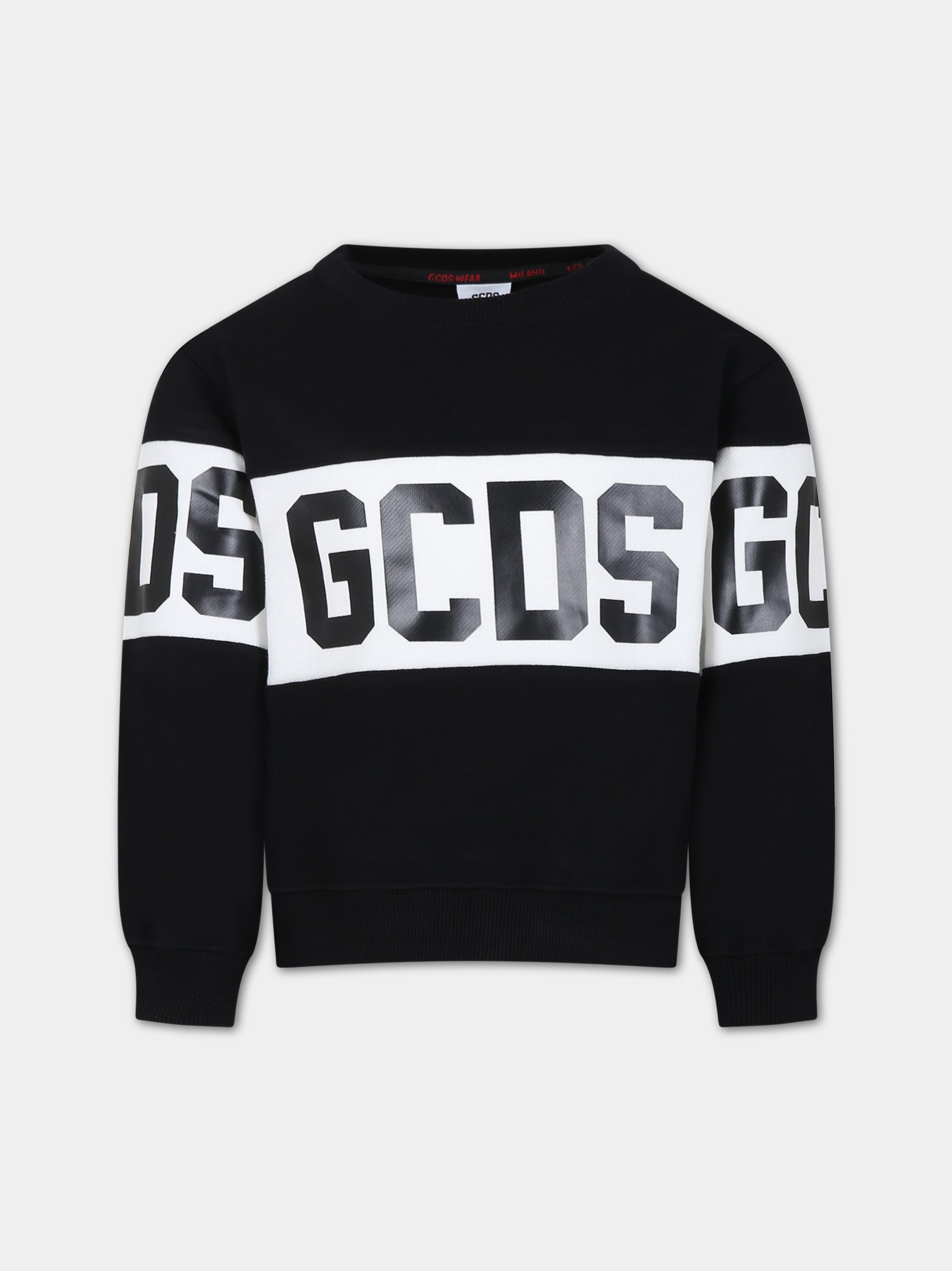 Felpa nera per bambini con logo,Gcds Kids,DOF005 LCA44 60100