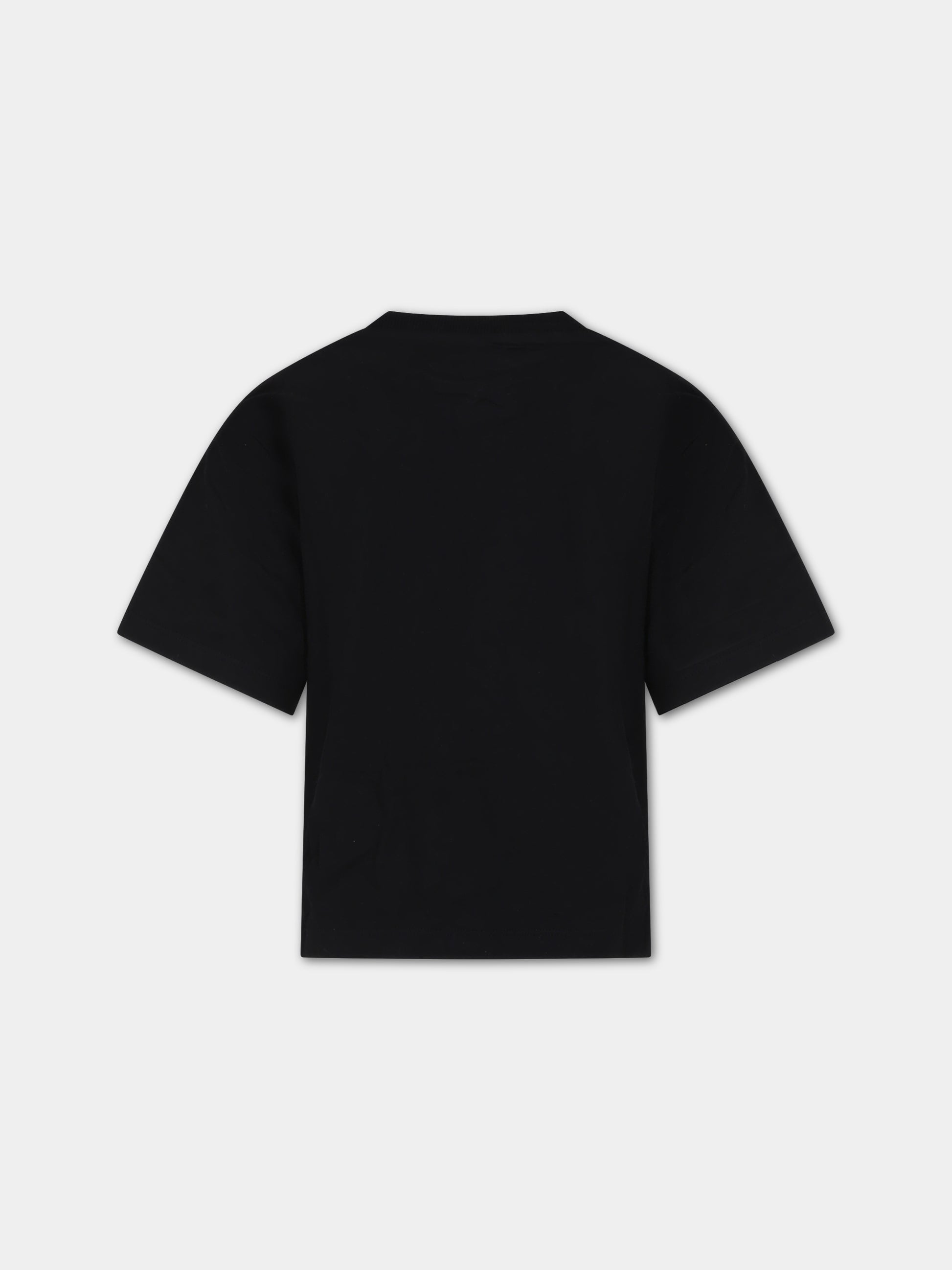 T-shirt nera per bambino con stampa alieno e logo,Gcds Kids,DWM002 LAA10 60100