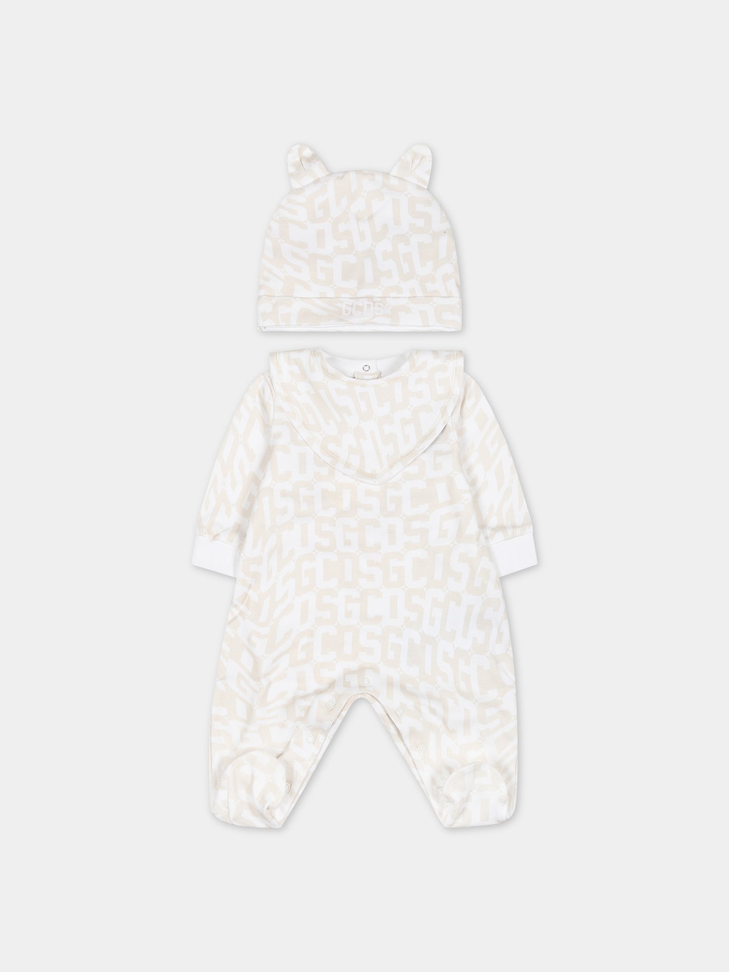 Set avorio per neonati con logo,Gcds Kids,GUY010 LAB77 85016