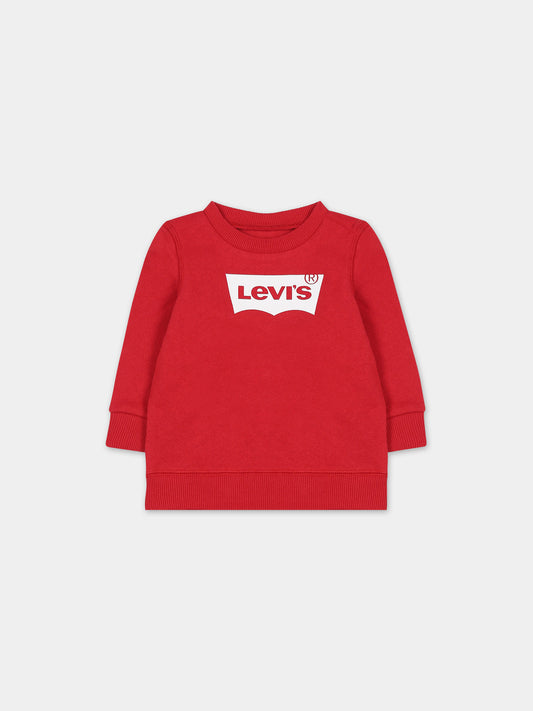 Red sweatshirt for baby kids with logo