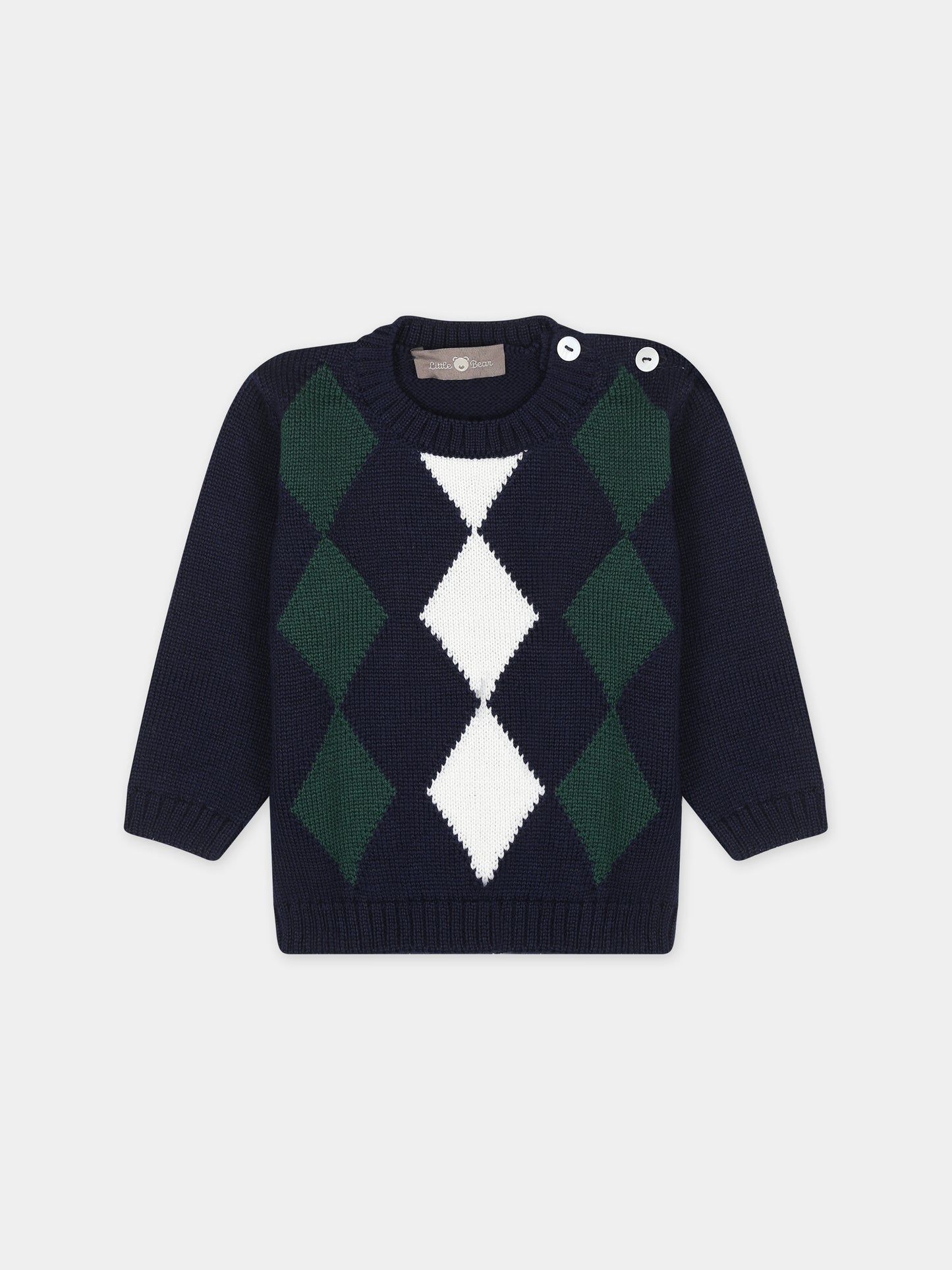 Maglione blu per neonato con rombi,Little Bear,7154 BLU