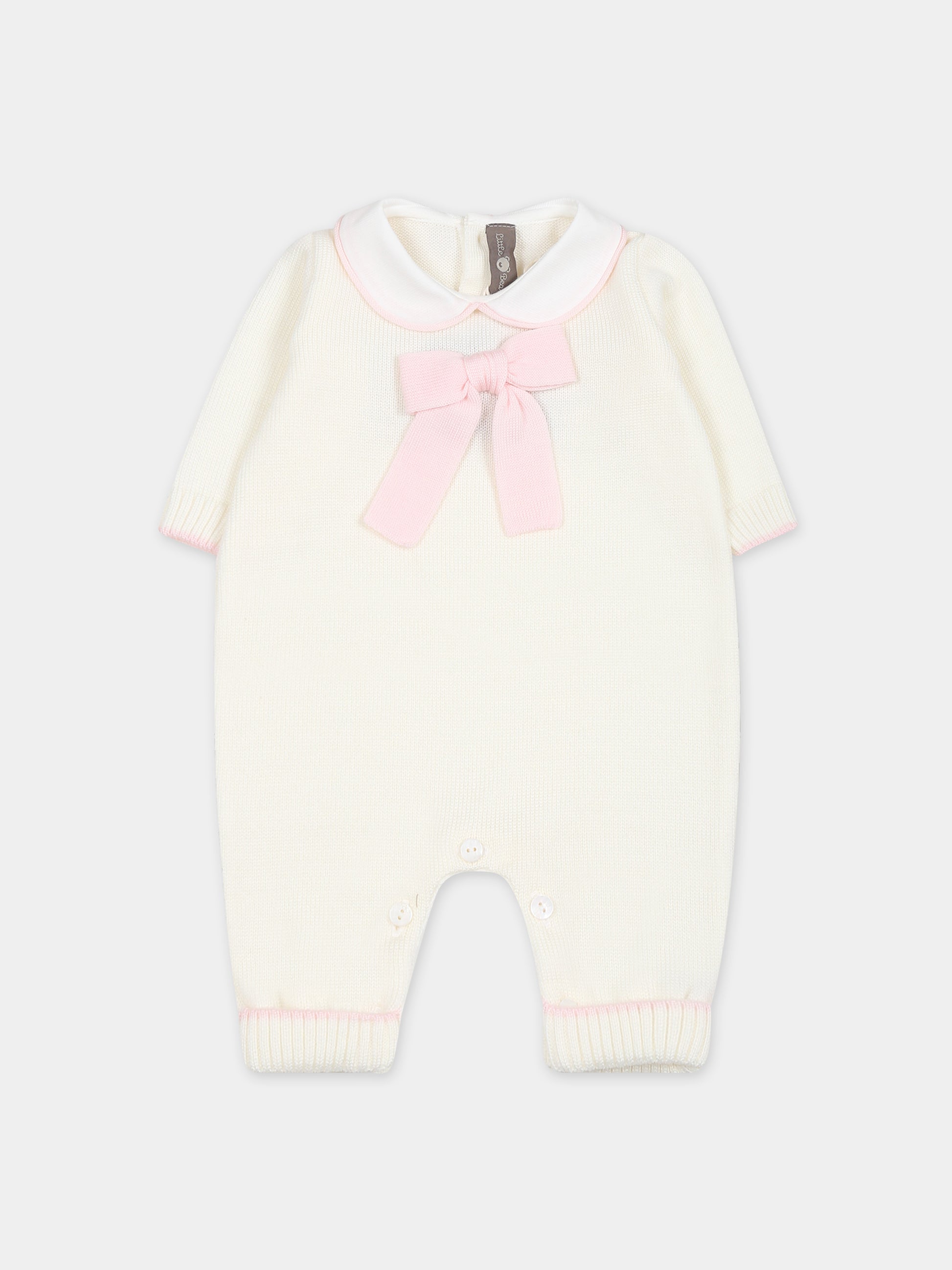 Tutina avorio per neonata con fiocco,Little Bear,7132 LATTE/CIPRIA