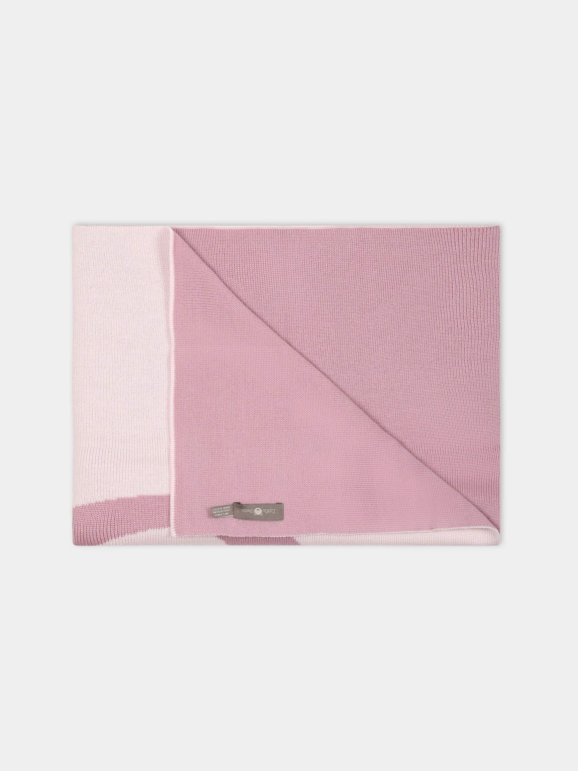 Coperta rosa per neonata con orso ricamato,Little Bear,7136 CIPRIA/PEONIA