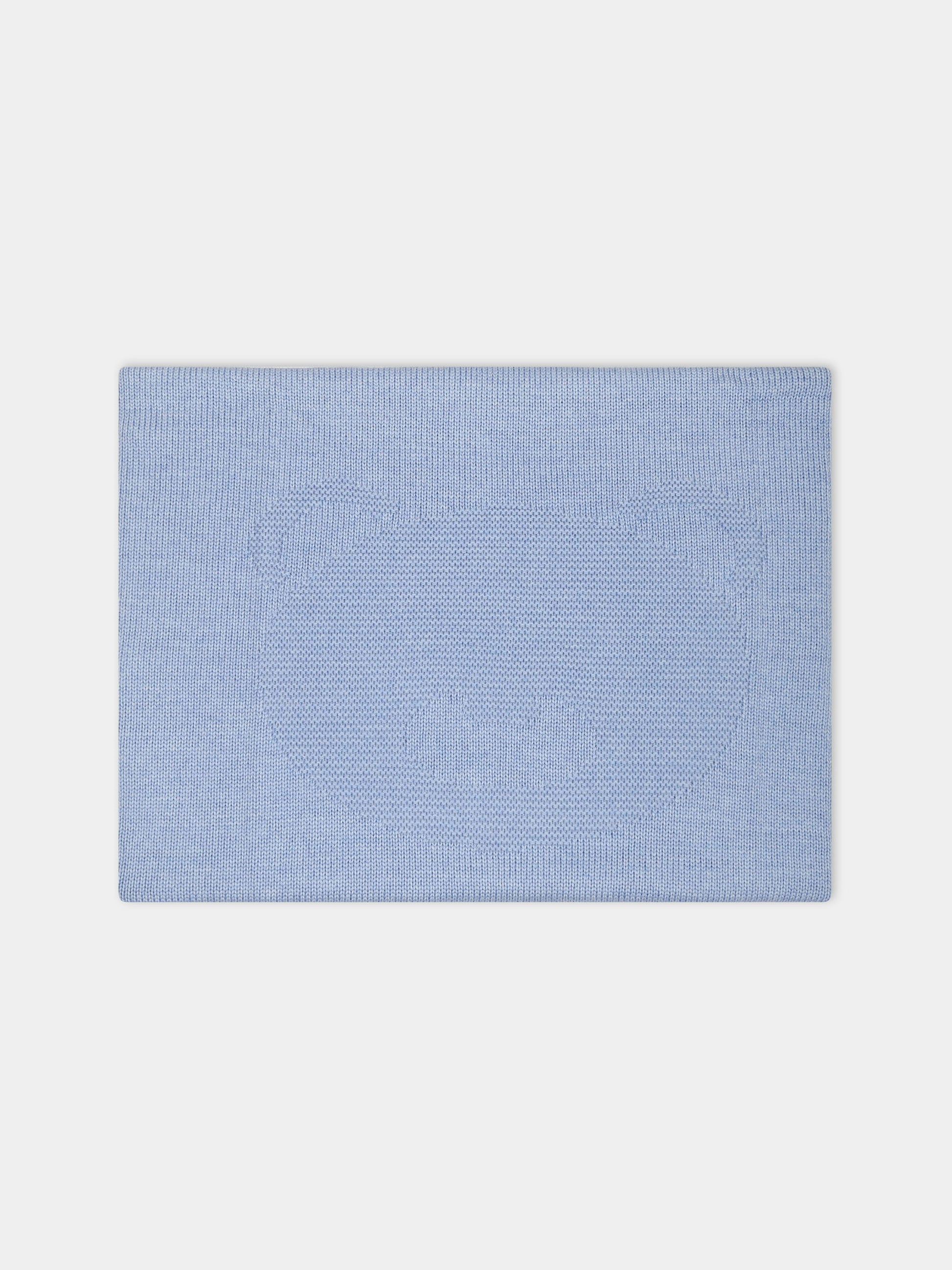 Coperta celeste per neonato con orso rosa ricamato,Little Bear,7111 AZZURRO