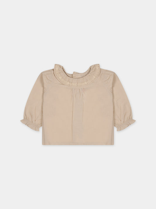 Camicia rosa per neonata con ricami,Bonpoint,W03XBLW00009 023A