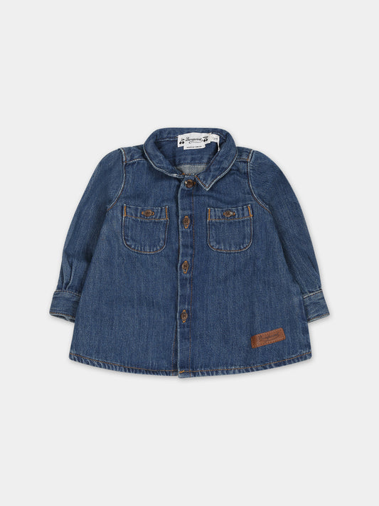 Camicia blu per neonato con logo,Bonpoint,W03YSHW00002 017