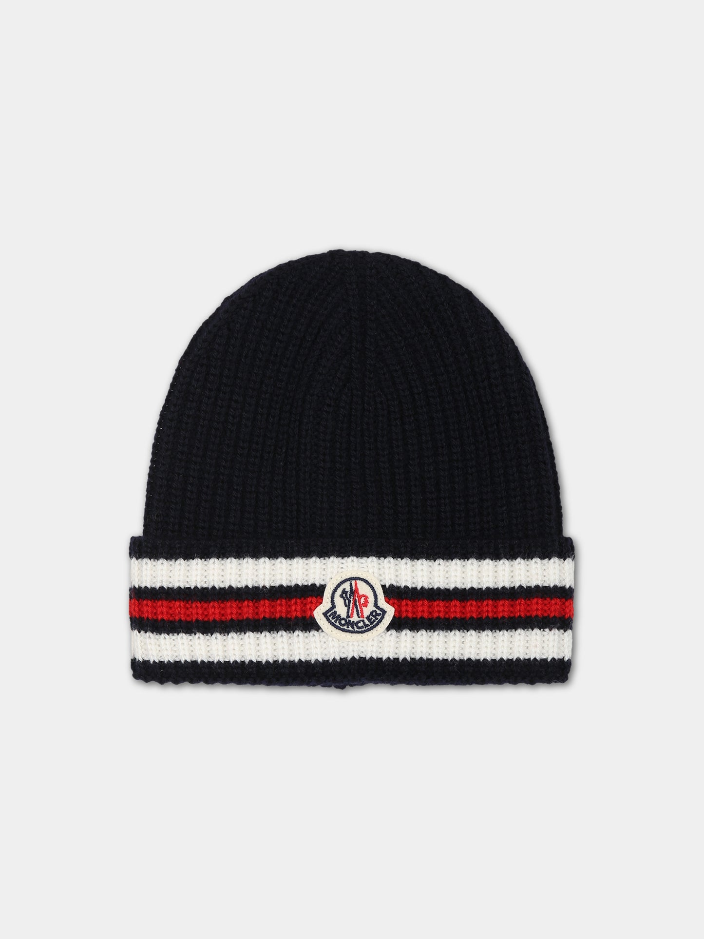 Berretto blu per neonato con logo,Moncler Kids,951 3B00013 M1131 P70