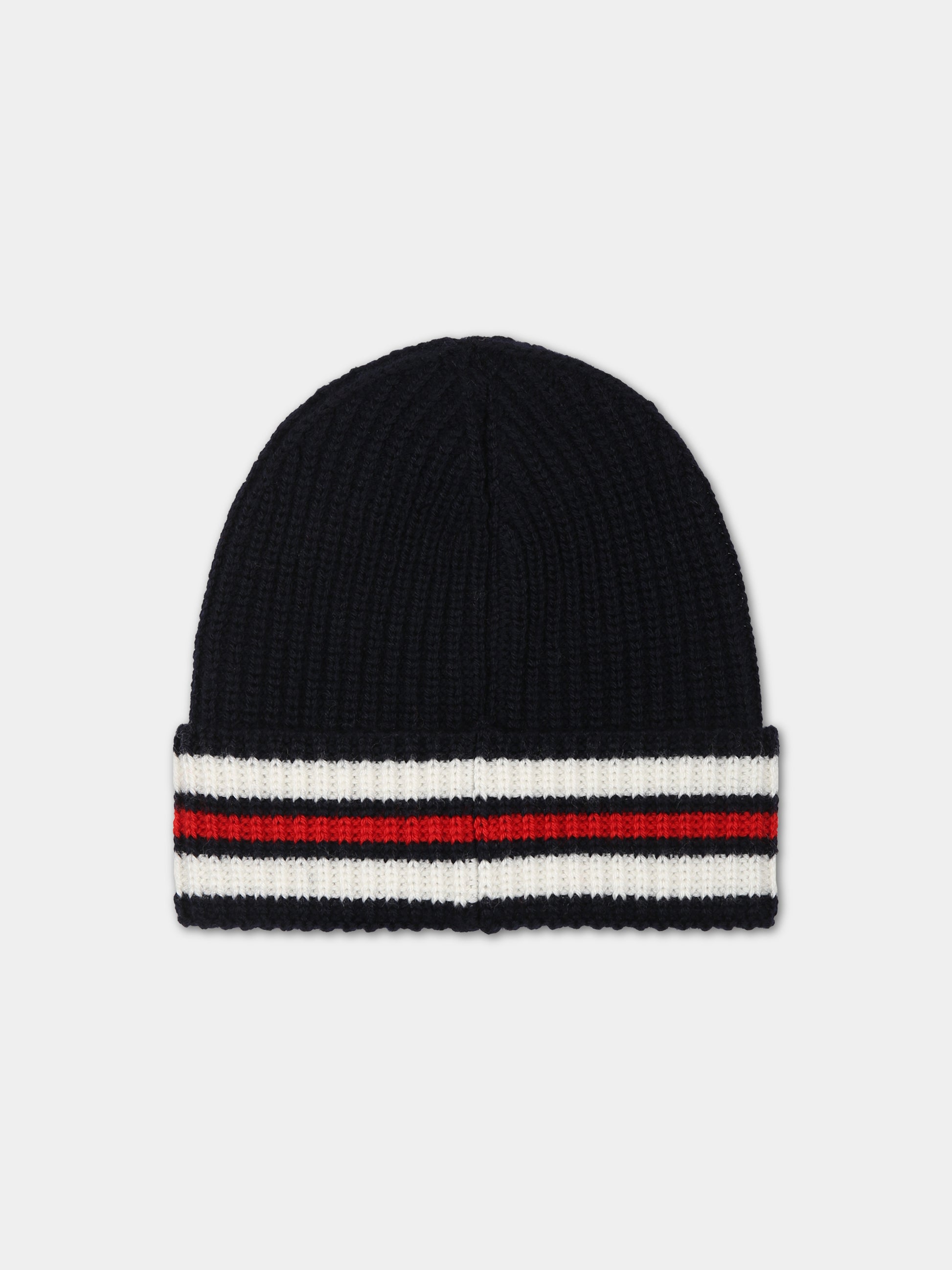 Berretto blu per neonato con logo,Moncler Kids,951 3B00013 M1131 P70