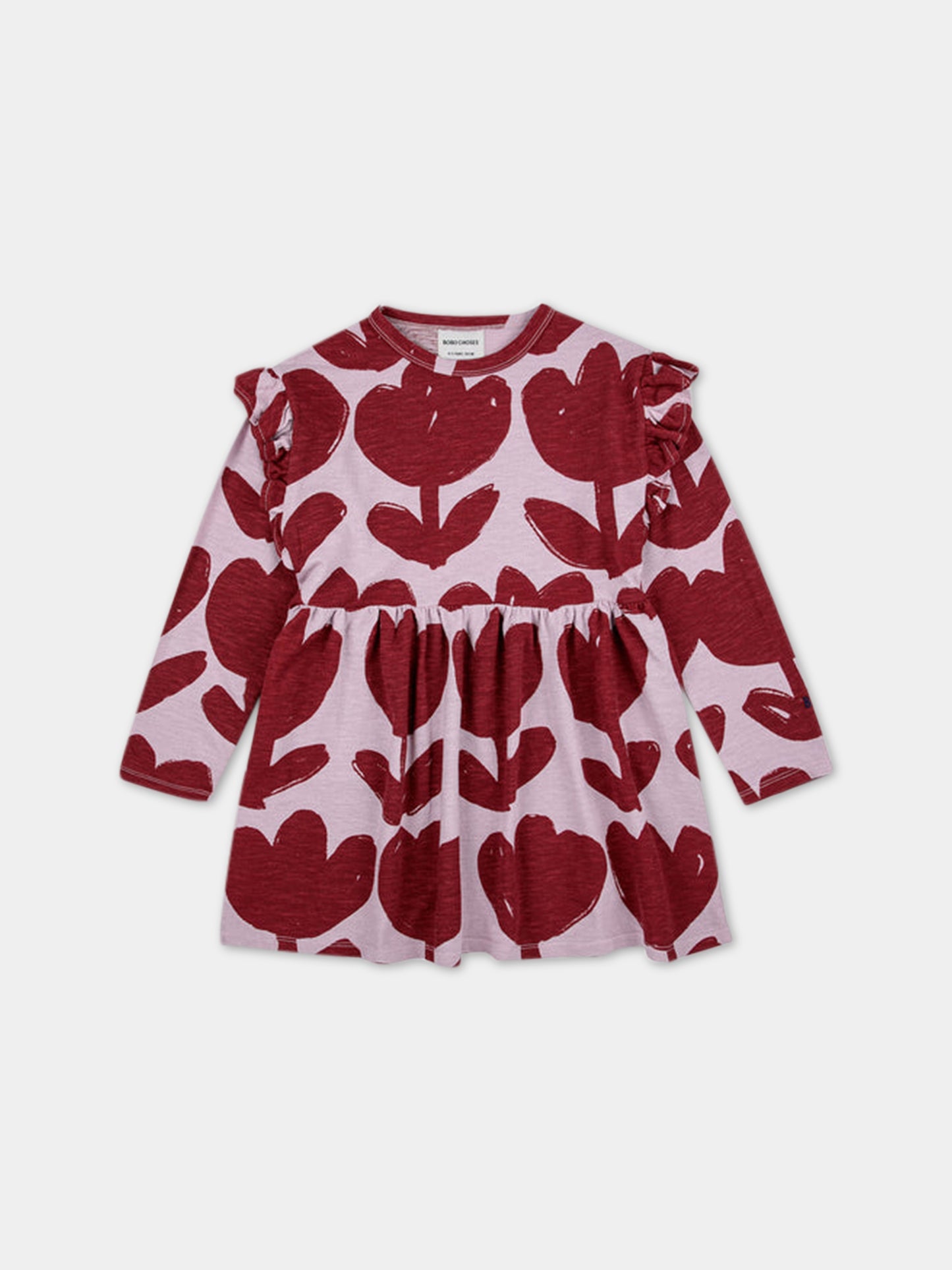 Vestito rosa per bambina con fiori all-over,Bobo Choses,223AC103