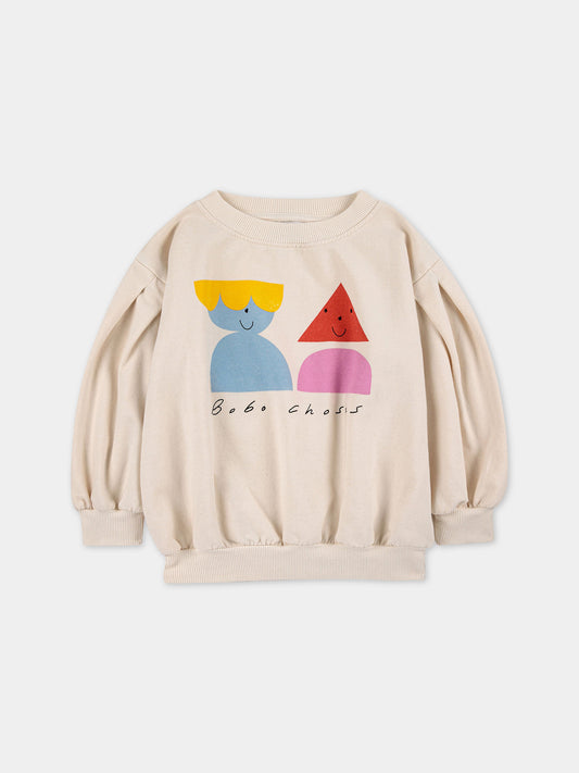 Felpa bianca per bambina con stampa multicolor,Bobo Choses,223AC045