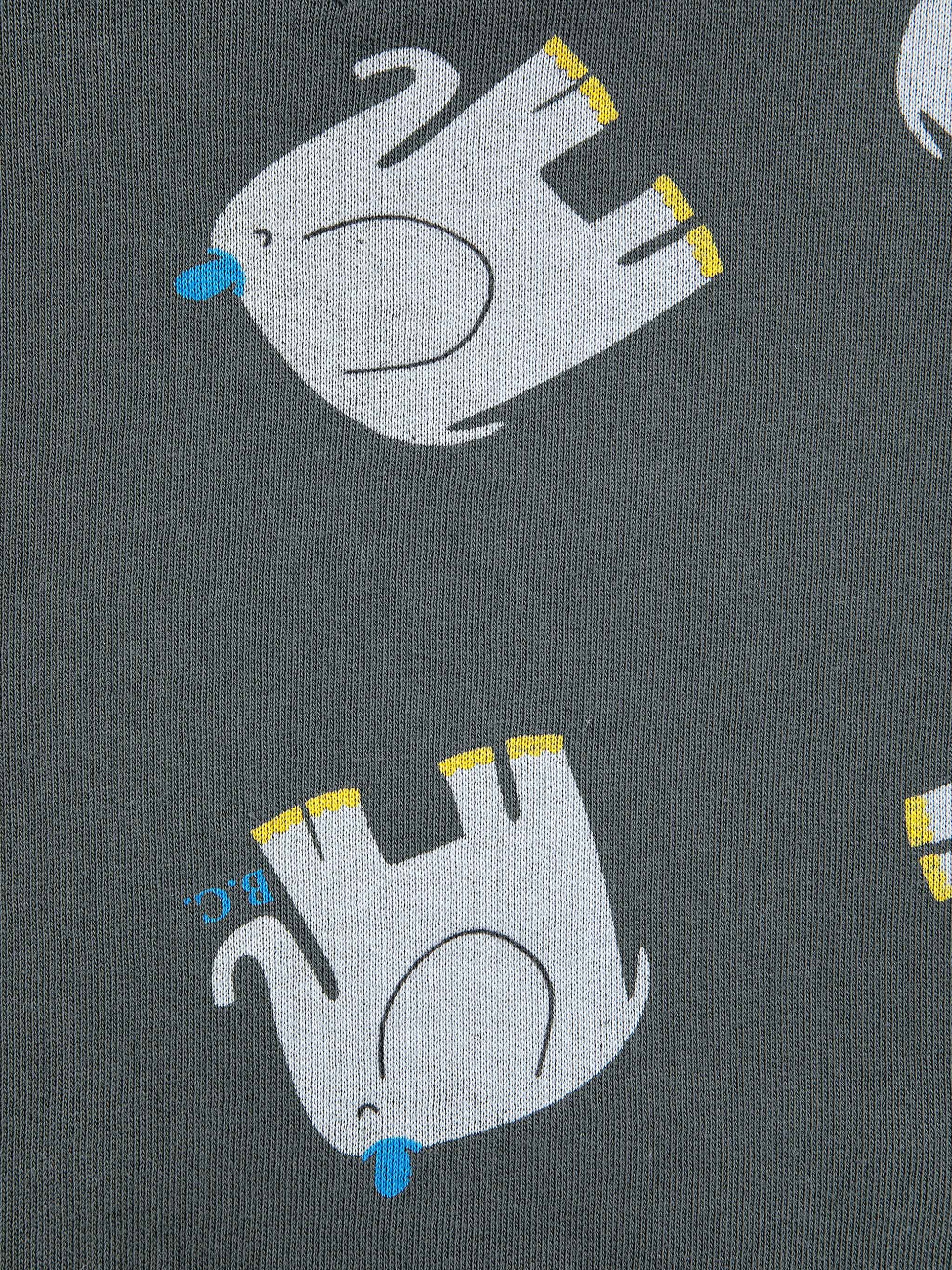 Felpa grigia per bambino con stampa elefanti,Bobo Choses,223AC052