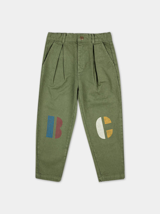 Pantalone verde per bambino con stampa logo,Bobo Choses,223AC076
