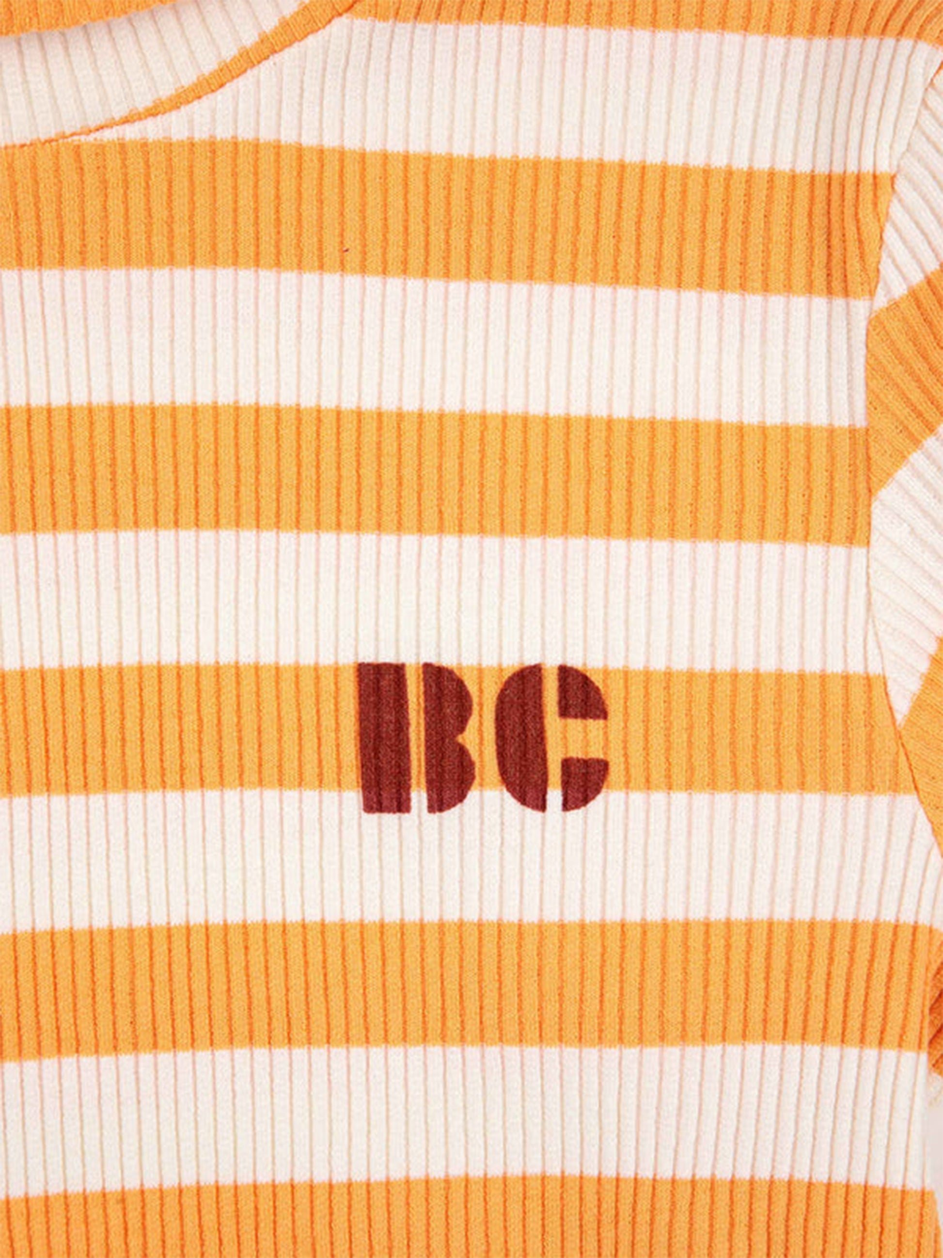 T-shirt gialla per bambini a righe con logo,Bobo Choses,223AC024