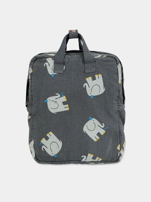 Zaino grigio per bambino con stampa elefanti,Bobo Choses,223AI007
