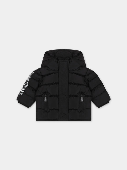 Piumino nero per neonato con logo,Dsquared2,DQ1788 D00BN DQ900