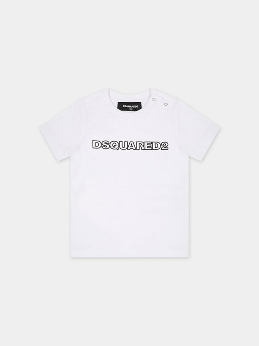T-shirt bianca per neonato con logo,Dsquared2,DQ1792 D00MV DQ100