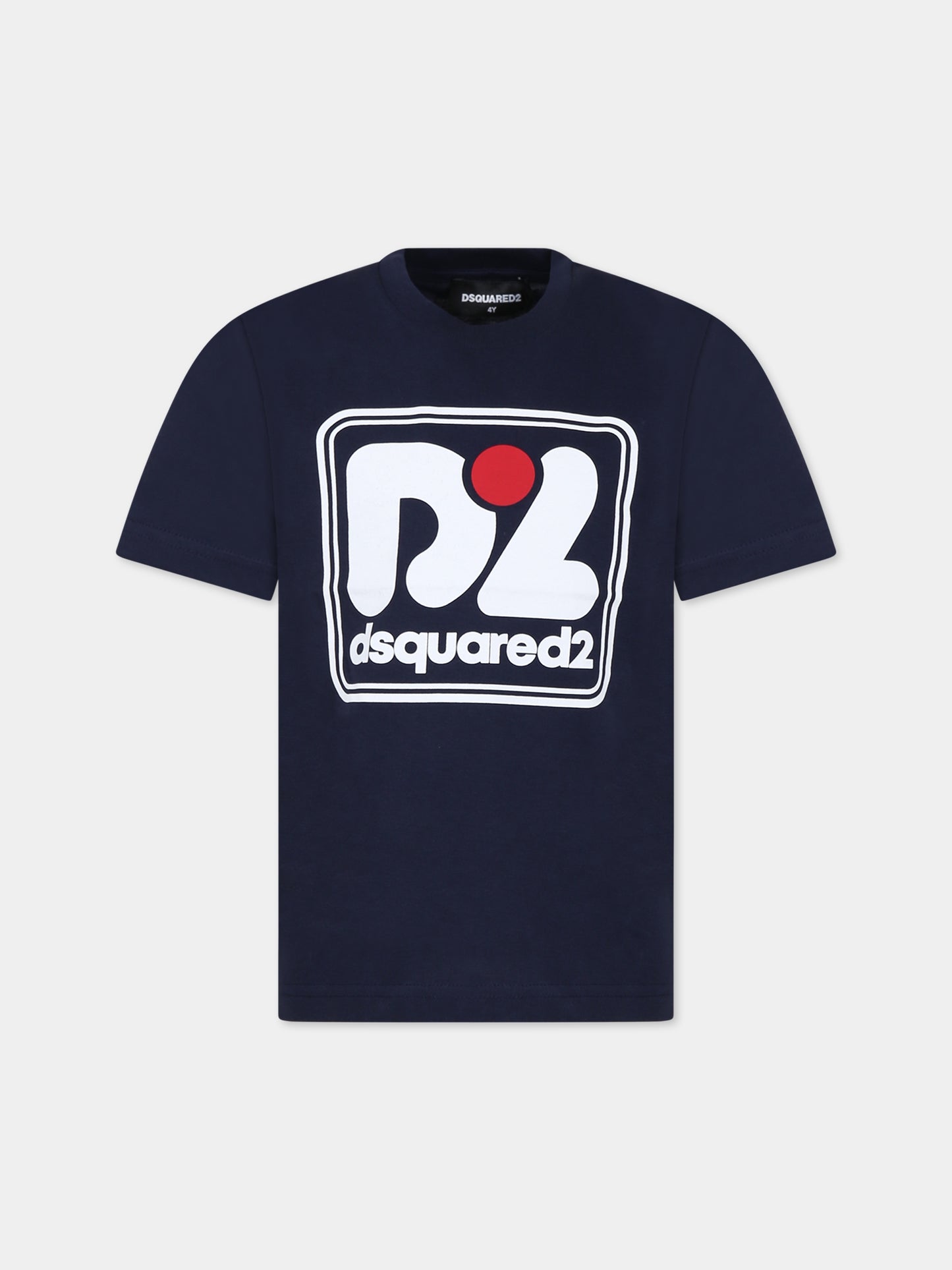 T-shirt blu per bambino con logo,Dsquared2,DQ1977 D004G DQ875