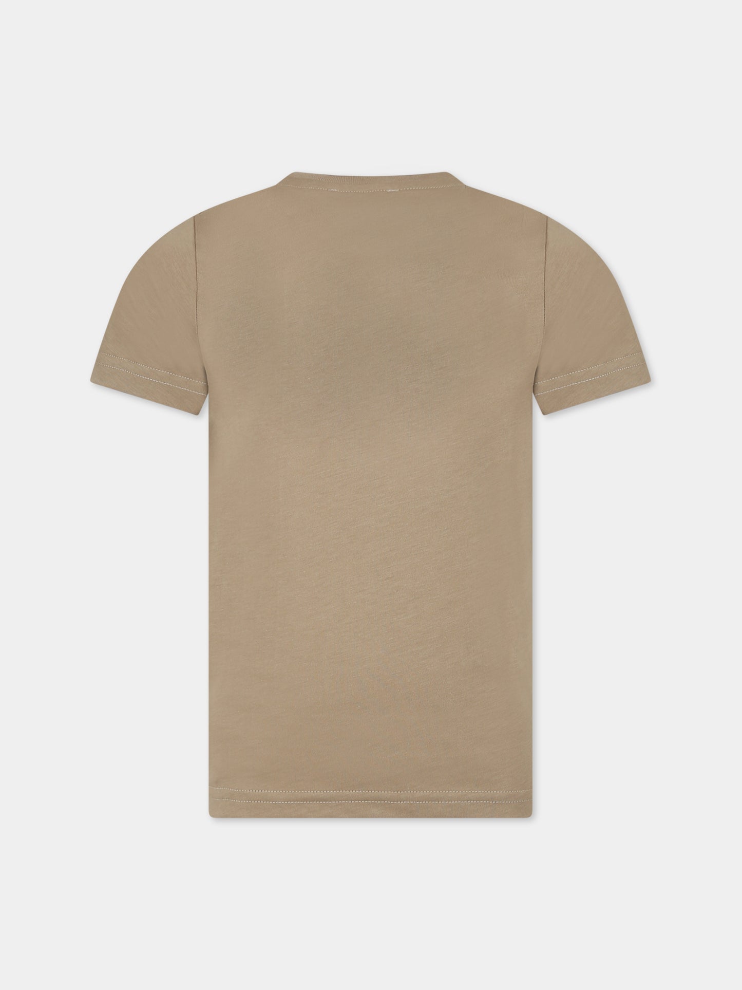 T-shirt beige per bambino con logo,Dsquared2,DQ1983 D00MV DQ716