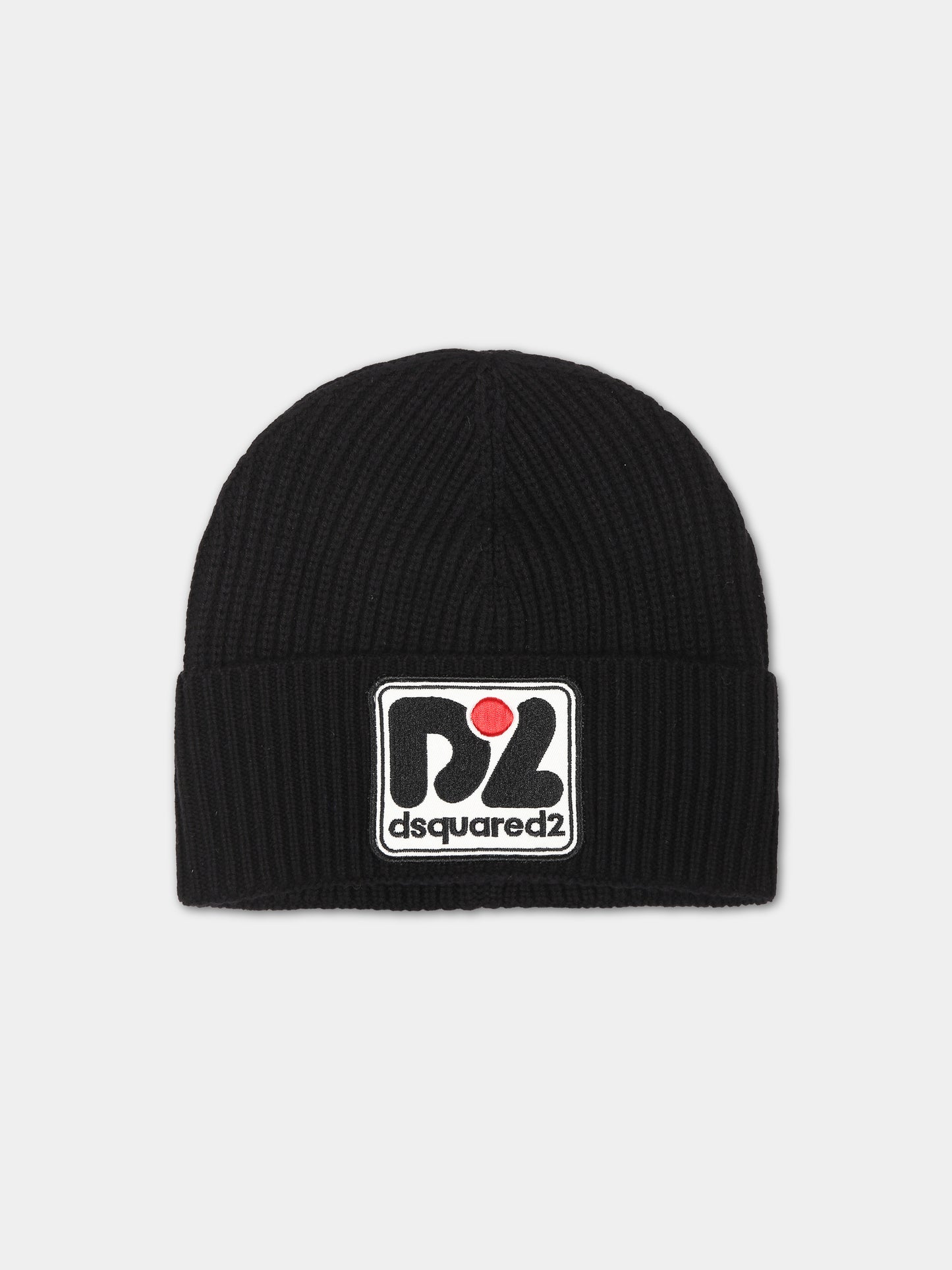 Berretto nero per bambino con logo,Dsquared2,DQ2016 D00WC DQ900