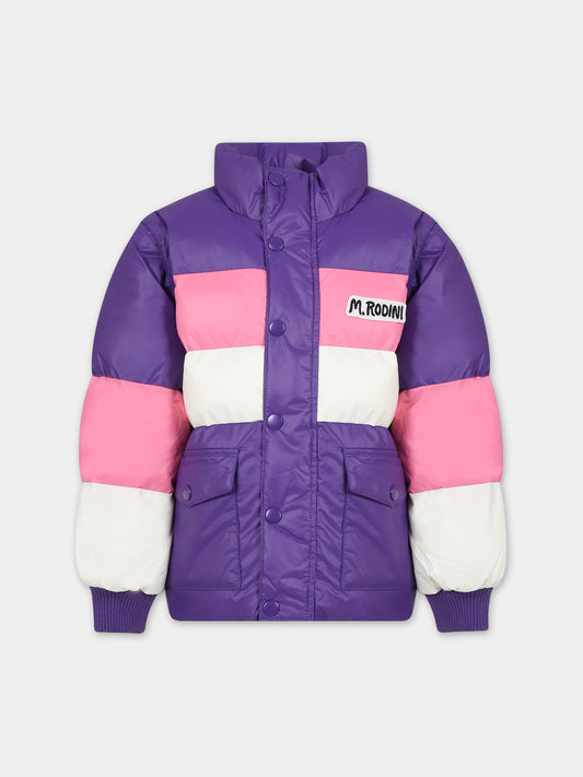 Piumino viola per bambina con logo,Mini Rodini,2371010345