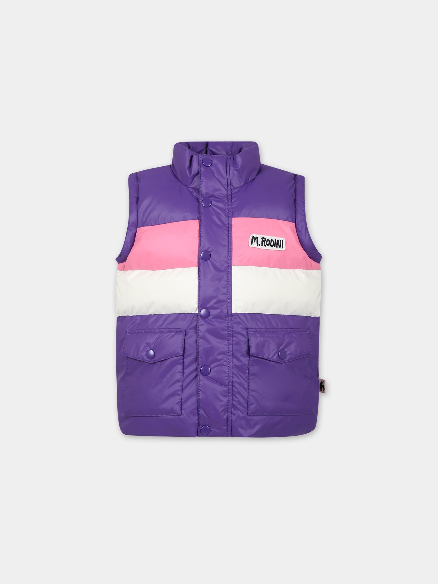 Piumino viola per bambina con logo,Mini Rodini,2371010345