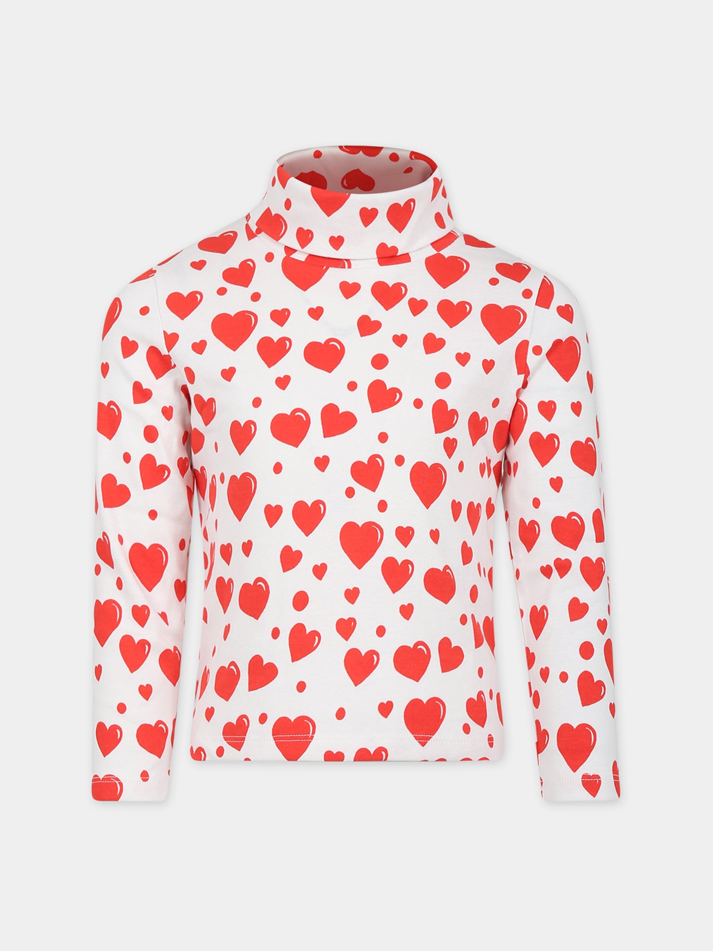 Dolcevita bianco per bambina con stampa cuori,Mini Rodini,2372011600