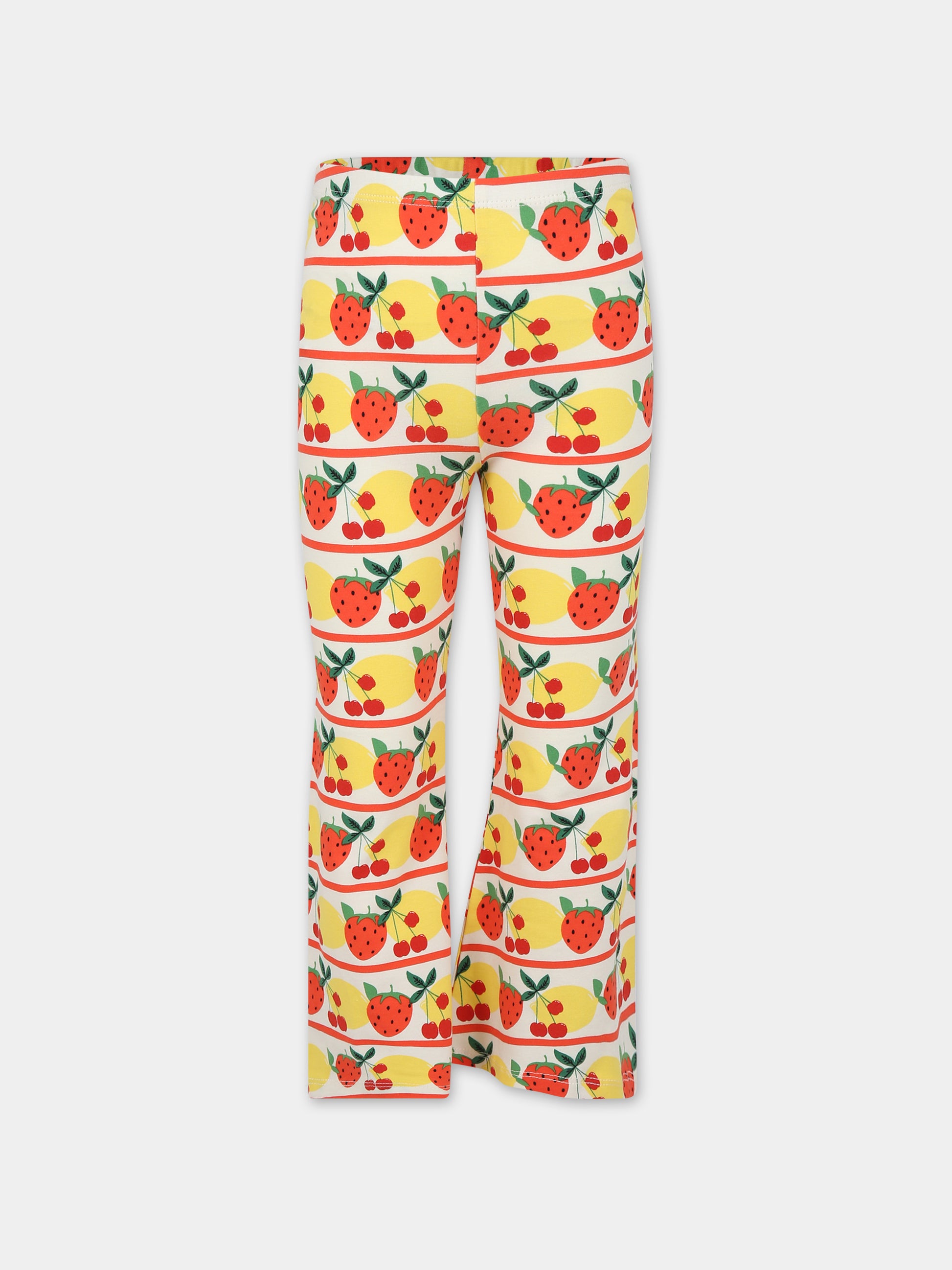 Leggings avorio con frutti per bambina,Mini Rodini,2373010300