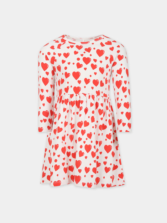 Vestito bianco per bambina con stampa cuori,Mini Rodini,2375010600