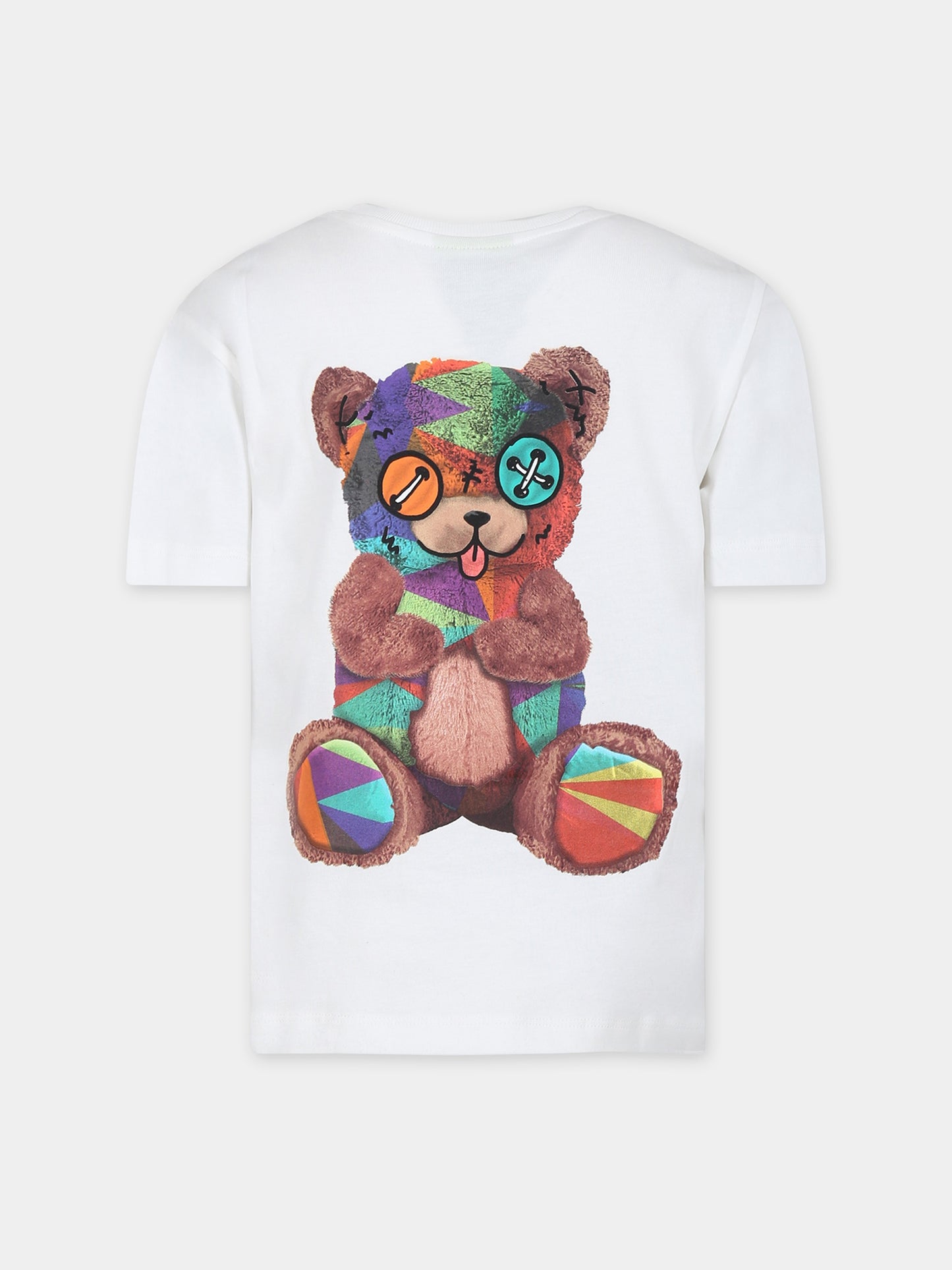 White t-shirt for kids with bear and logo