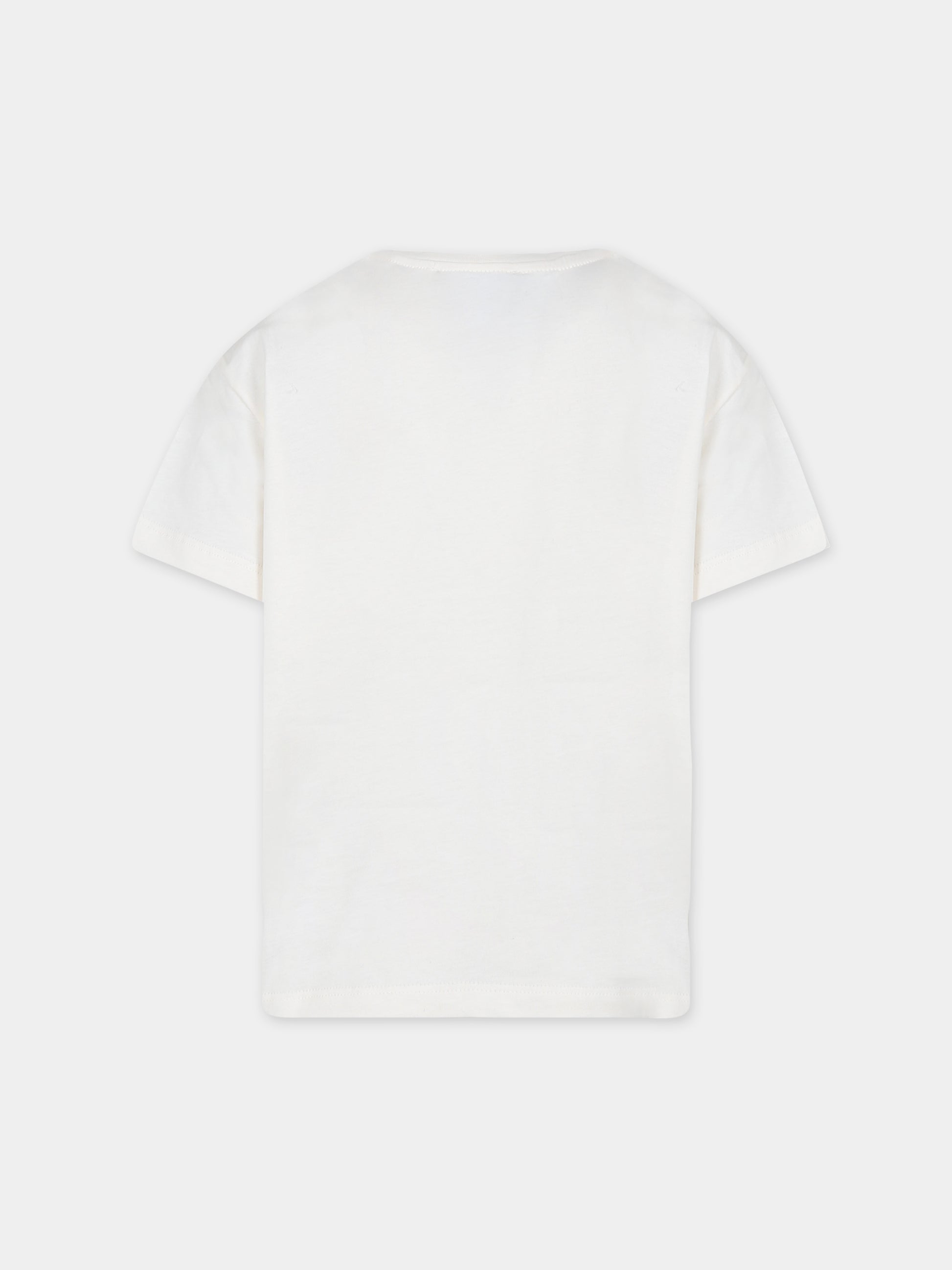 T-shirt avorio per bambini con logo,Msgm Kids,F3MSJUTH205 013