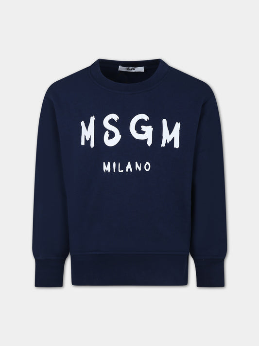 Felpa blu per bambini con logo,Msgm Kids,F3MSJUSW022 060