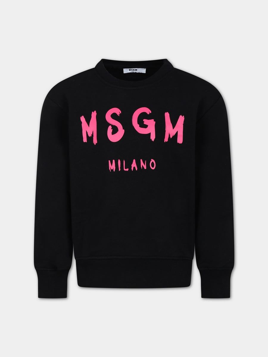 Felpa nera per bambina con logo,Msgm Kids,F3MSJUSW023 110