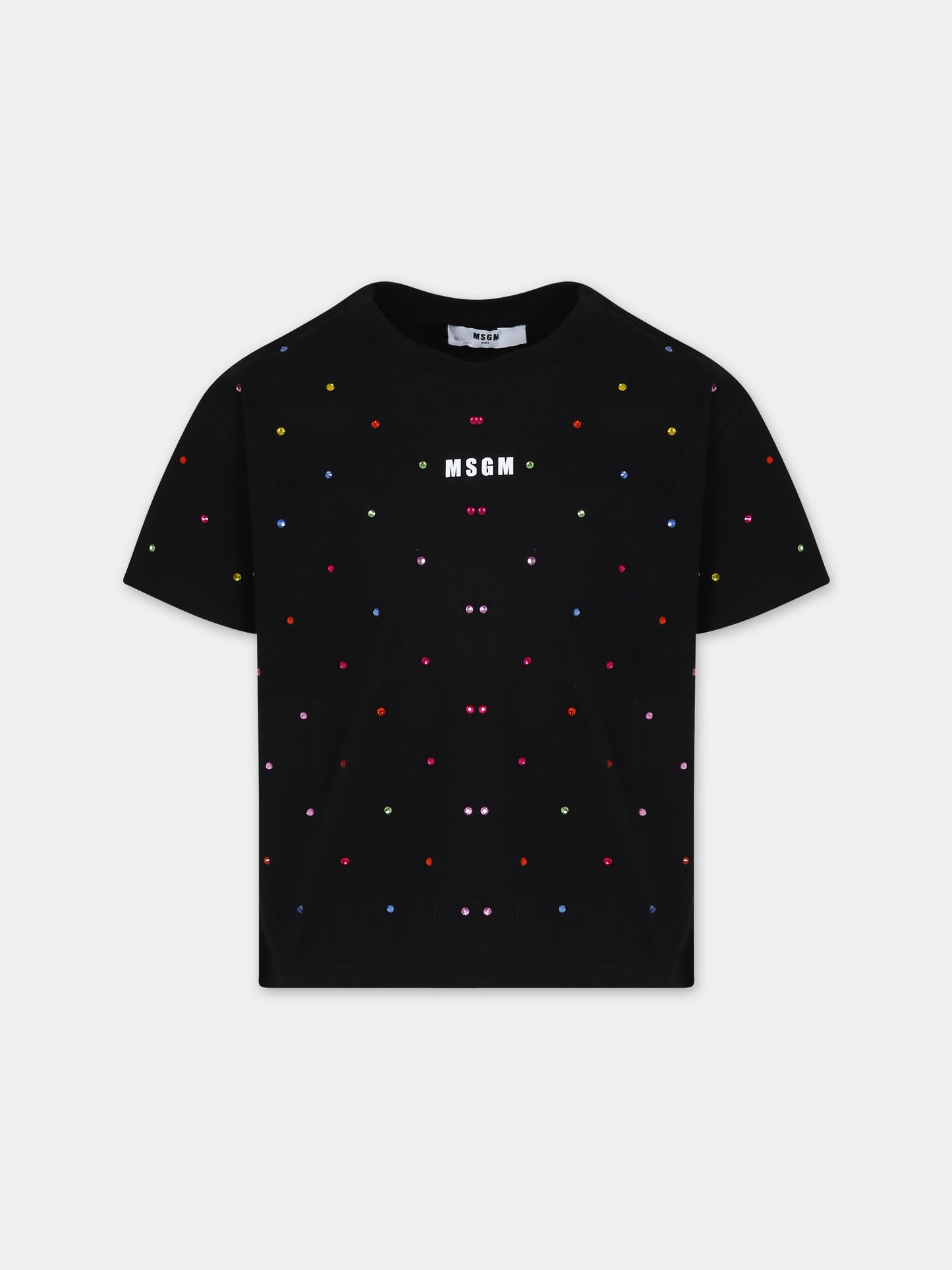 T-shirt nera per bambina con logo,Msgm Kids,F3MSJGTH085 110