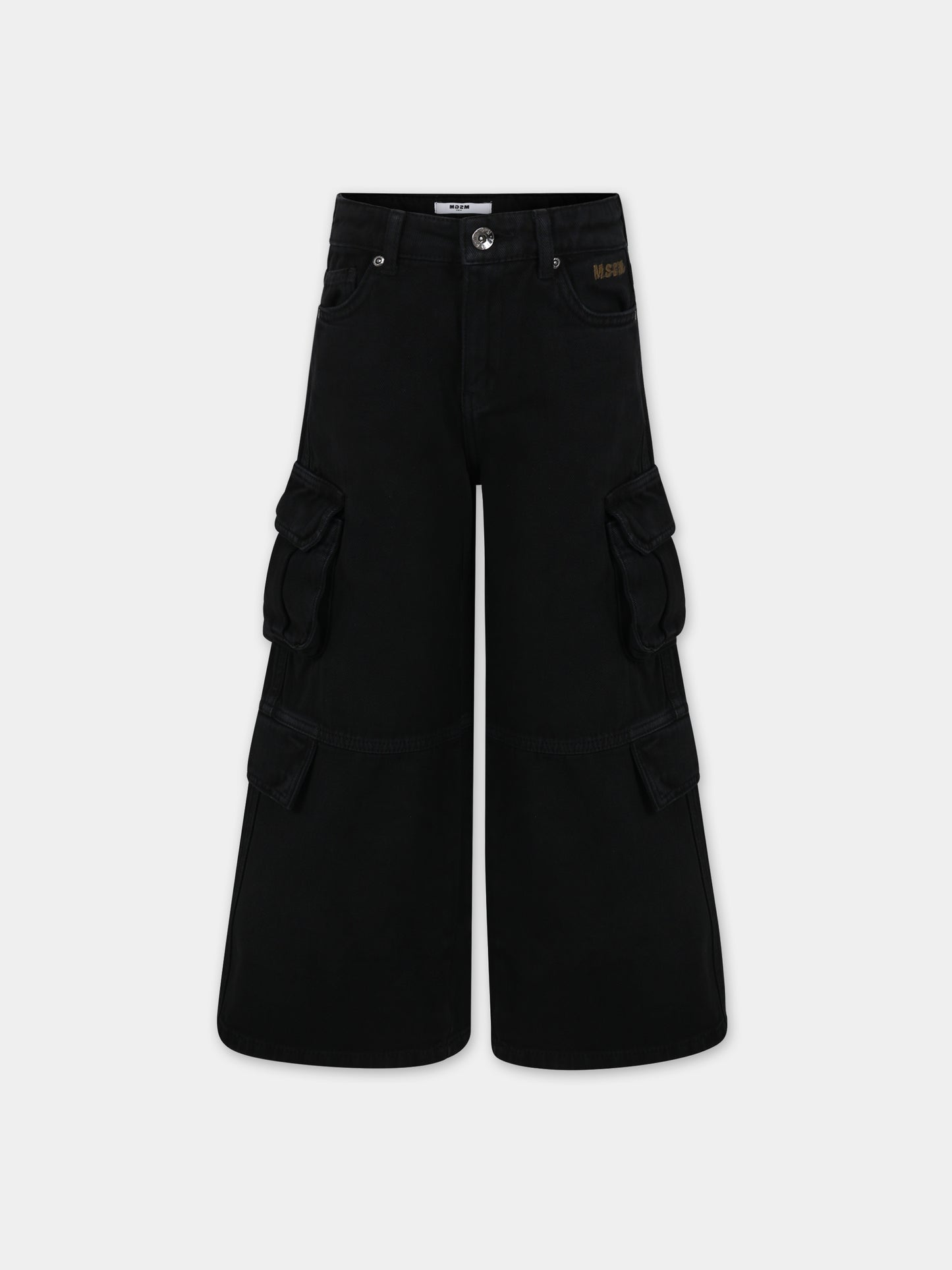 Jeans neri per bambina con logo,Msgm Kids,F3MSJGDP050 110