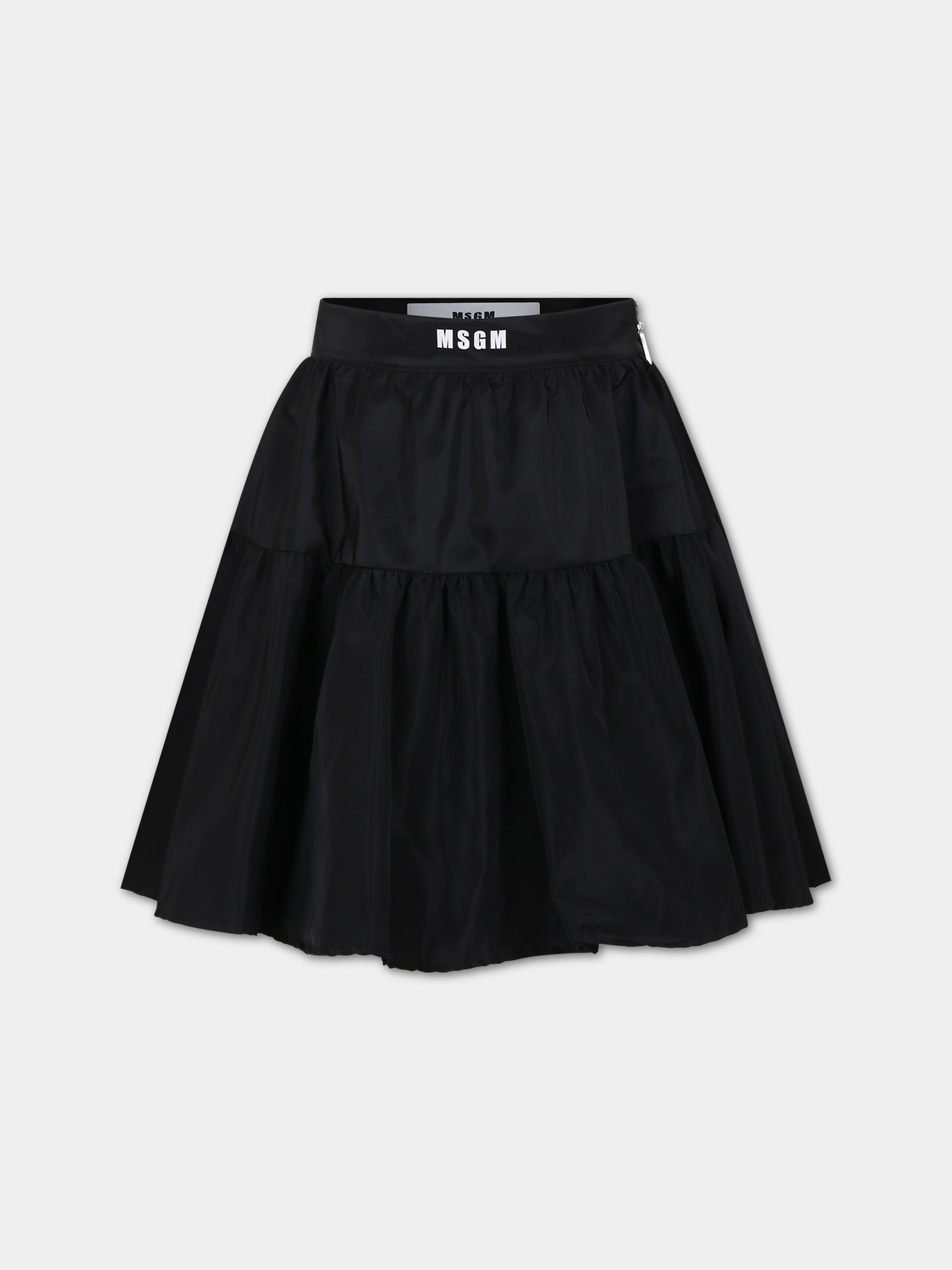 Gonna nera per bambina con logo,Msgm Kids,F3MSJGSK081 110